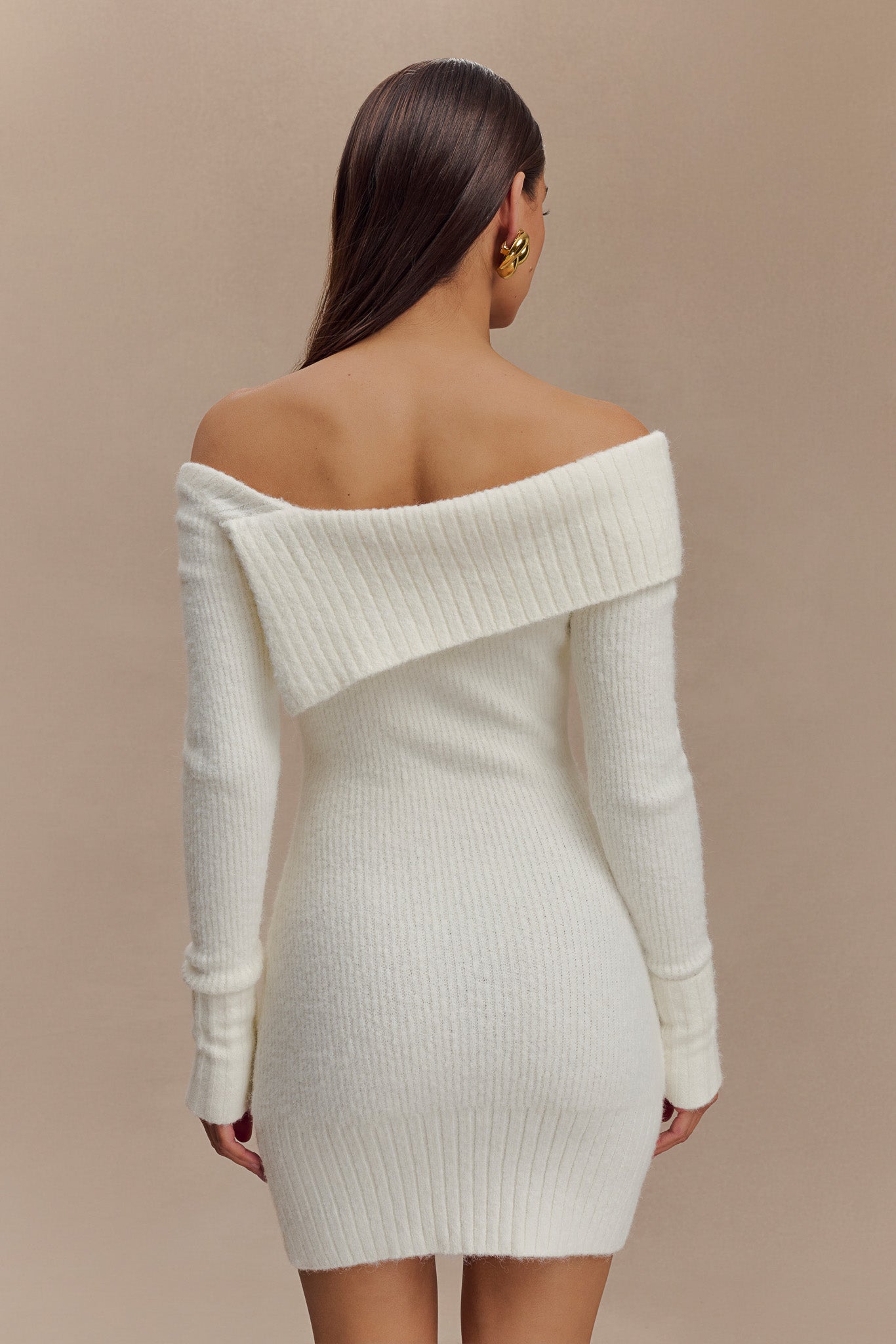 Mini-robe asymétrique en tricot Stephanie - Ivoire