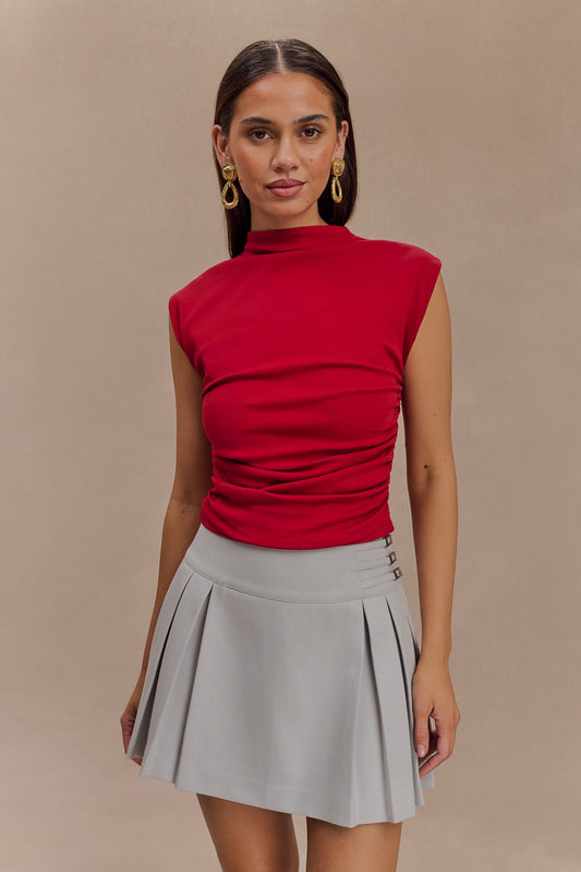 Haut sans manches à col montant Ellia - Rouge