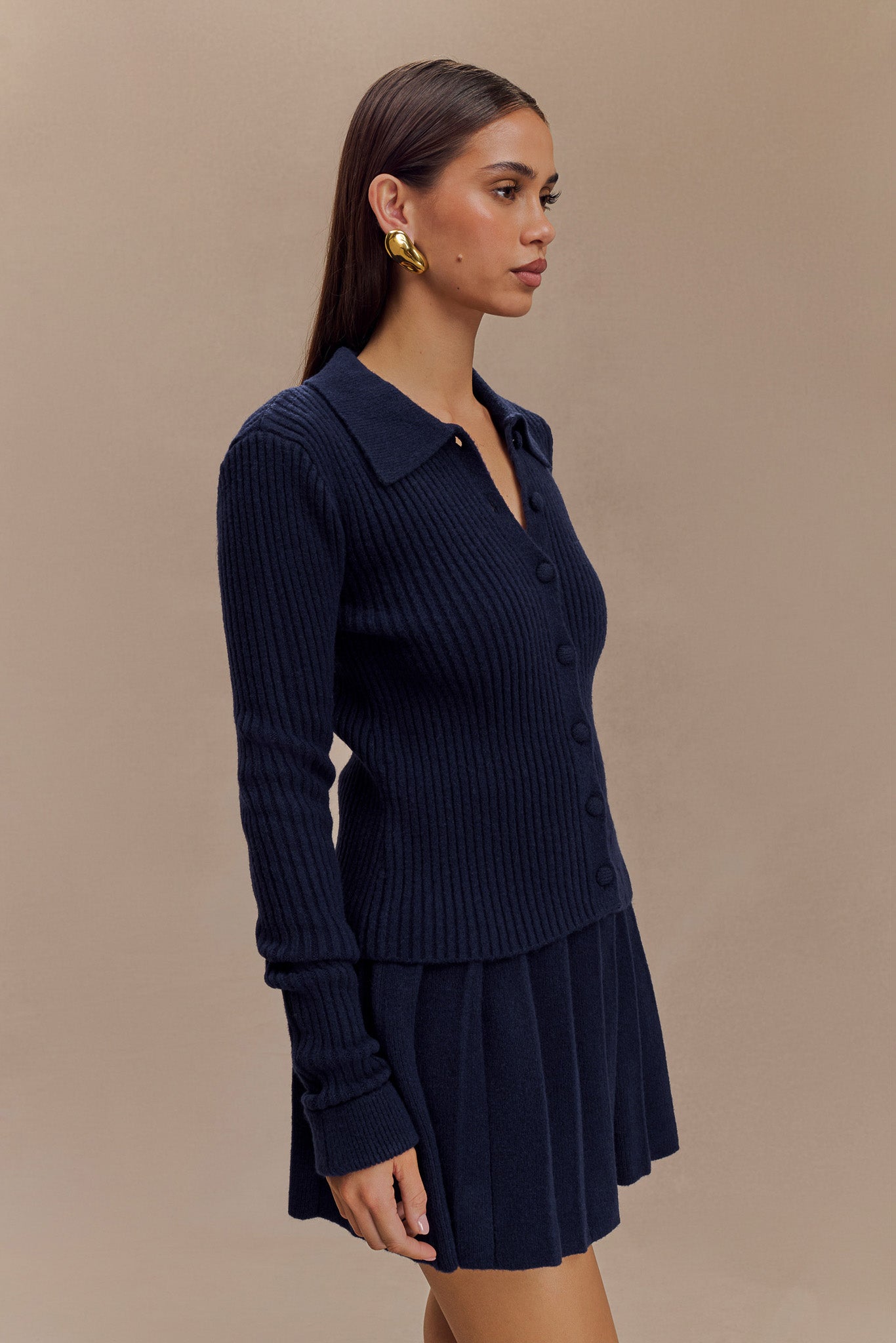 Jupe mini en jersey plissé Dionne - Bleu marine foncé