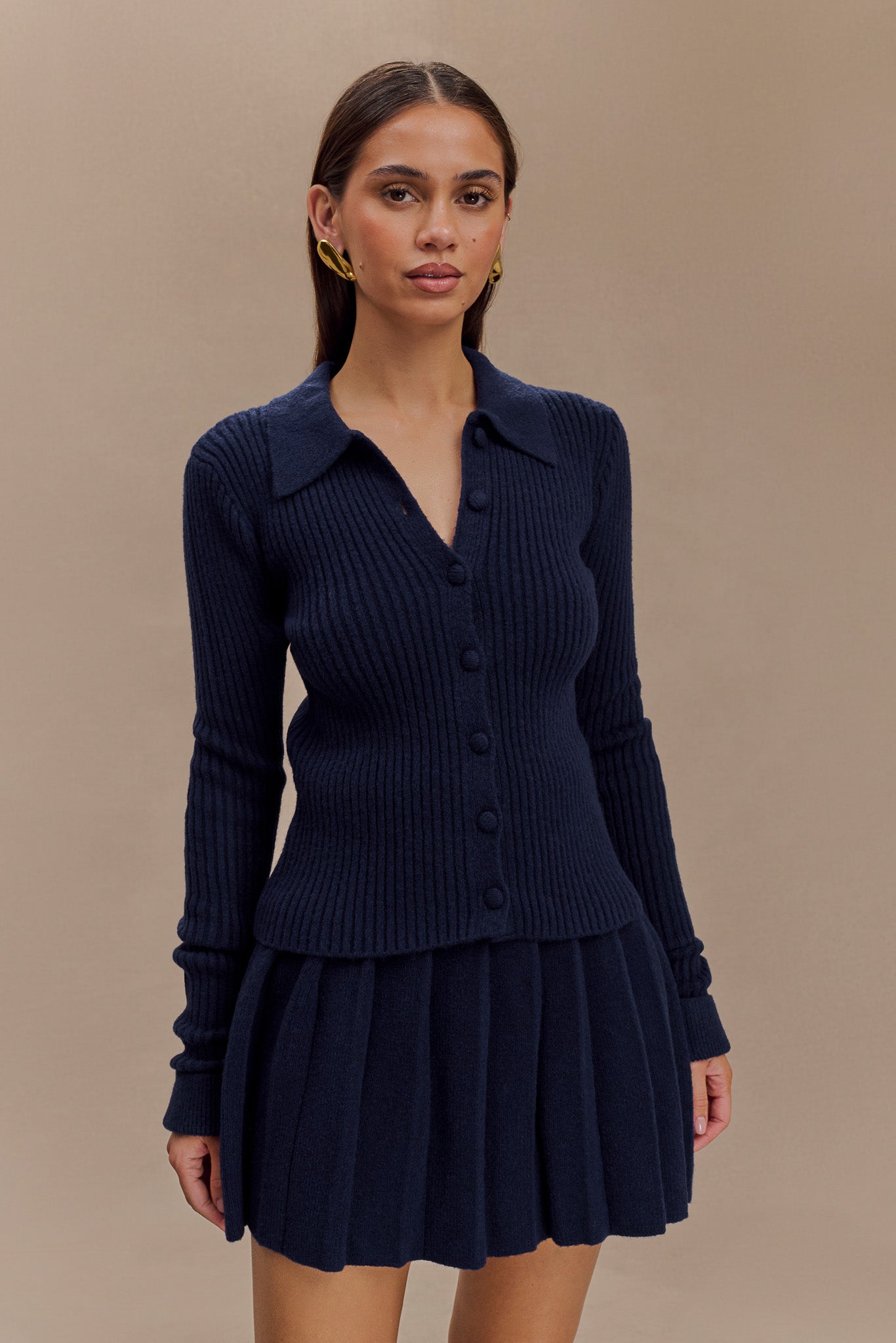 Jupe mini en jersey plissé Dionne - Bleu marine foncé