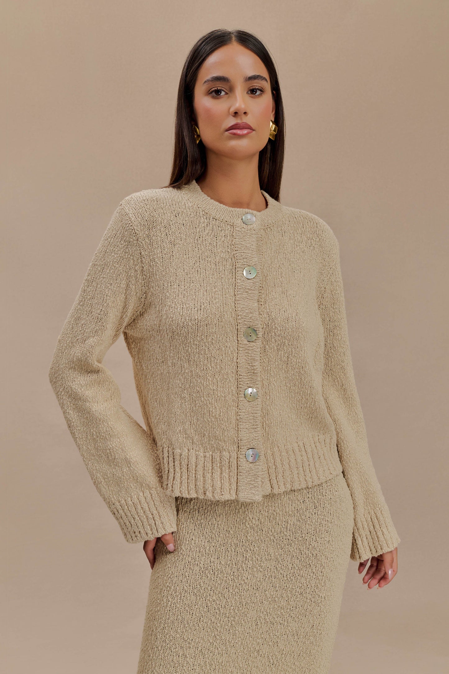 Cardigan bouclé surdimensionné Moira - Blé