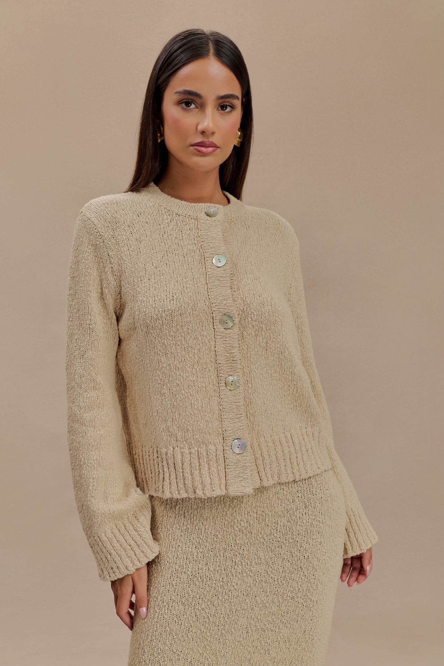 Cardigan bouclé surdimensionné Moira - Blé