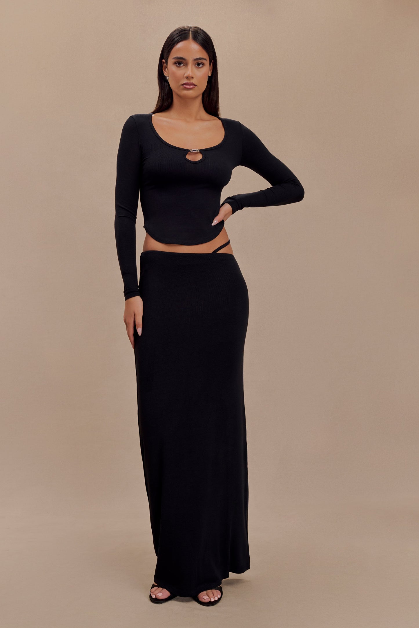 Jupe Maxi Natalia en Modal avec Boucle - Noir