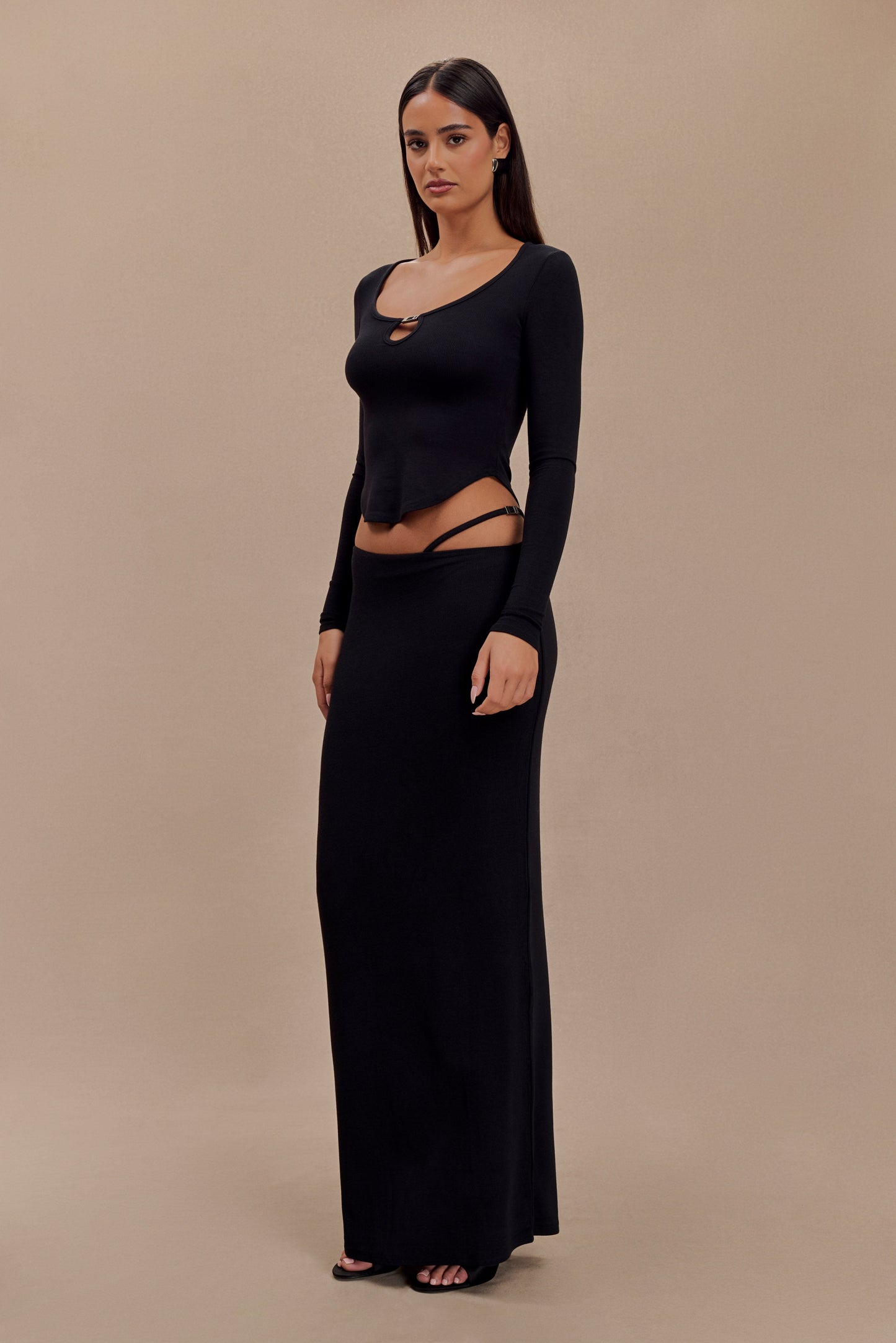 Jupe Maxi Natalia en Modal avec Boucle - Noir