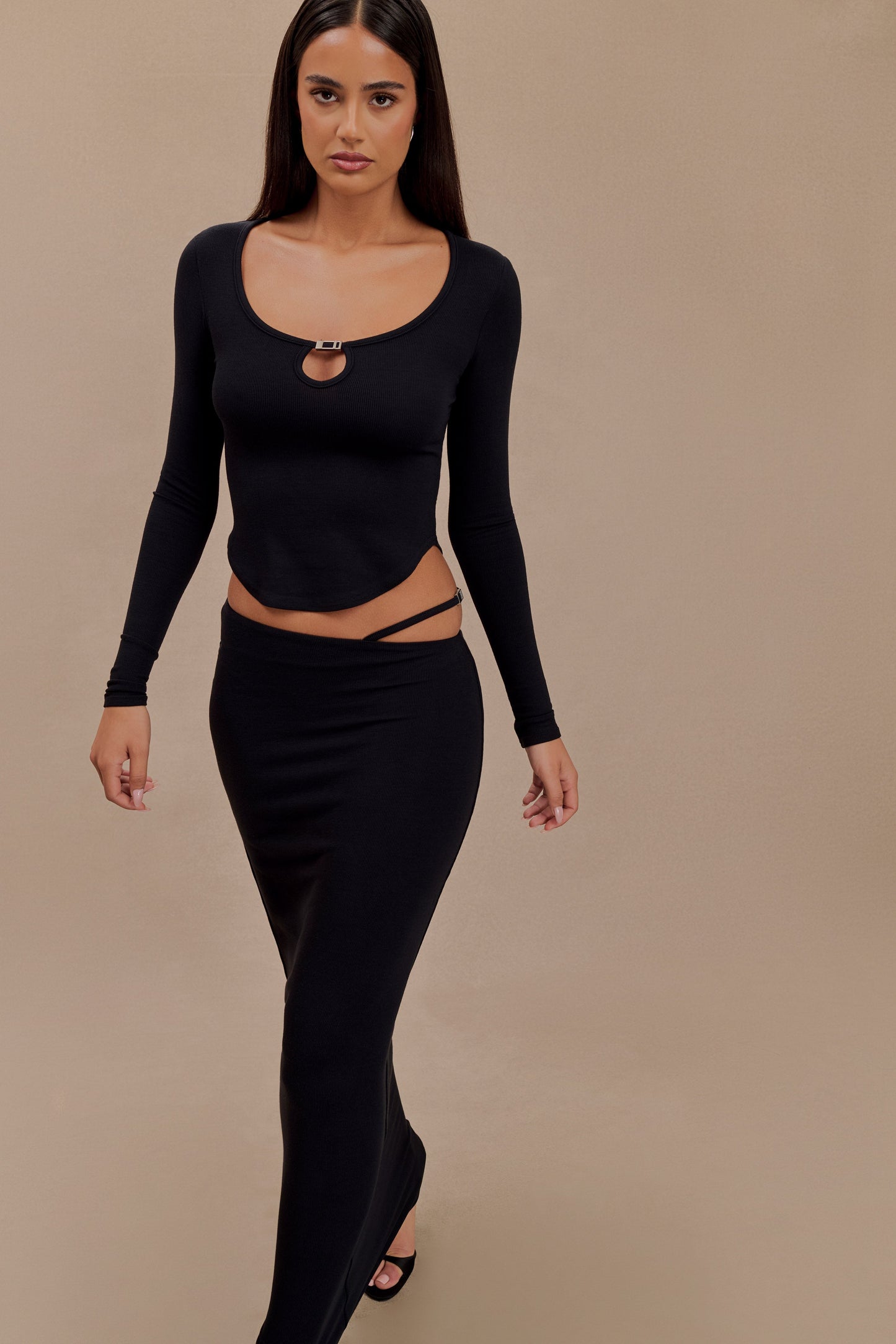 Jupe Maxi Natalia en Modal avec Boucle - Noir
