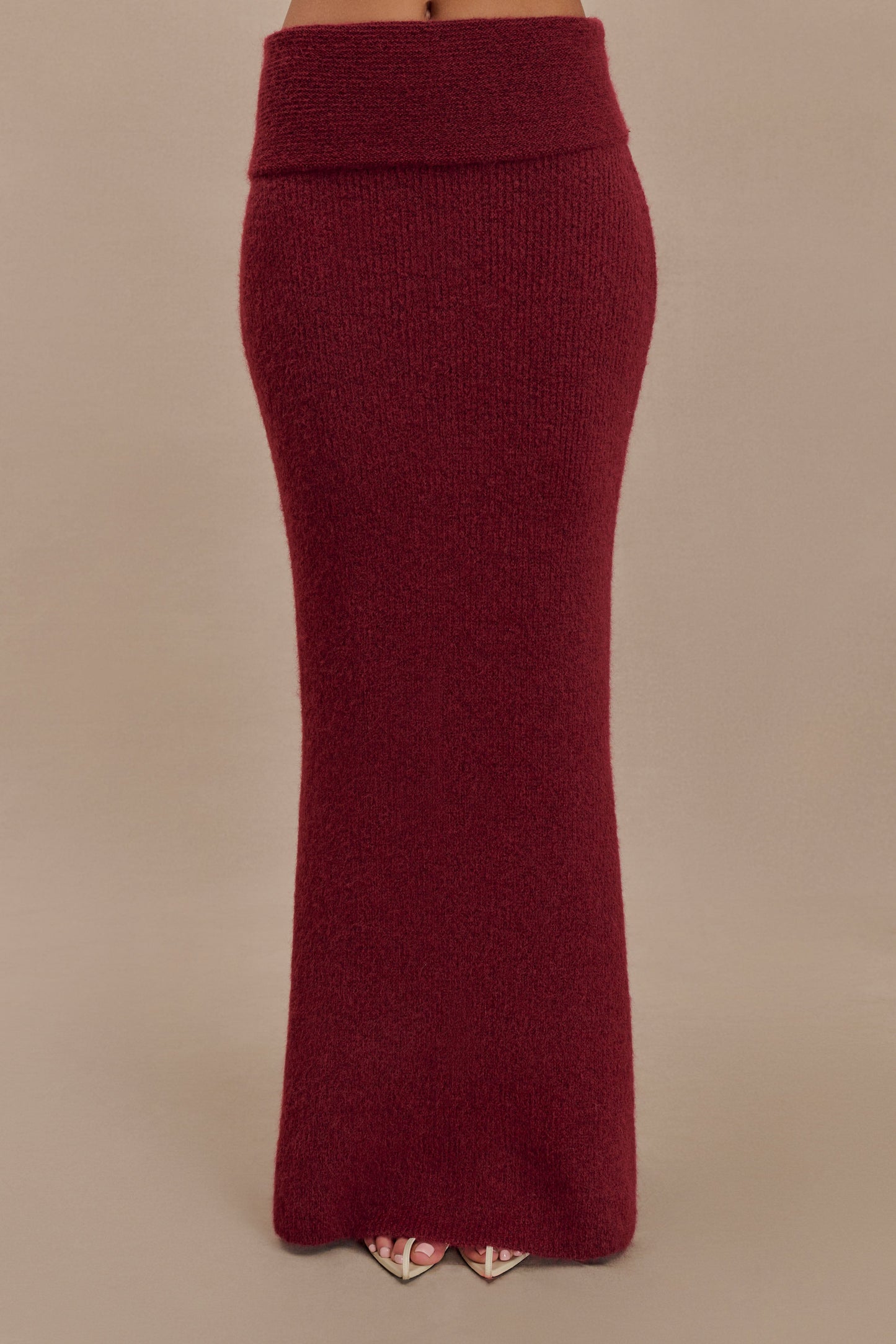 Jupe Maxi Tricotée Charlotte avec Superposition - Merlot