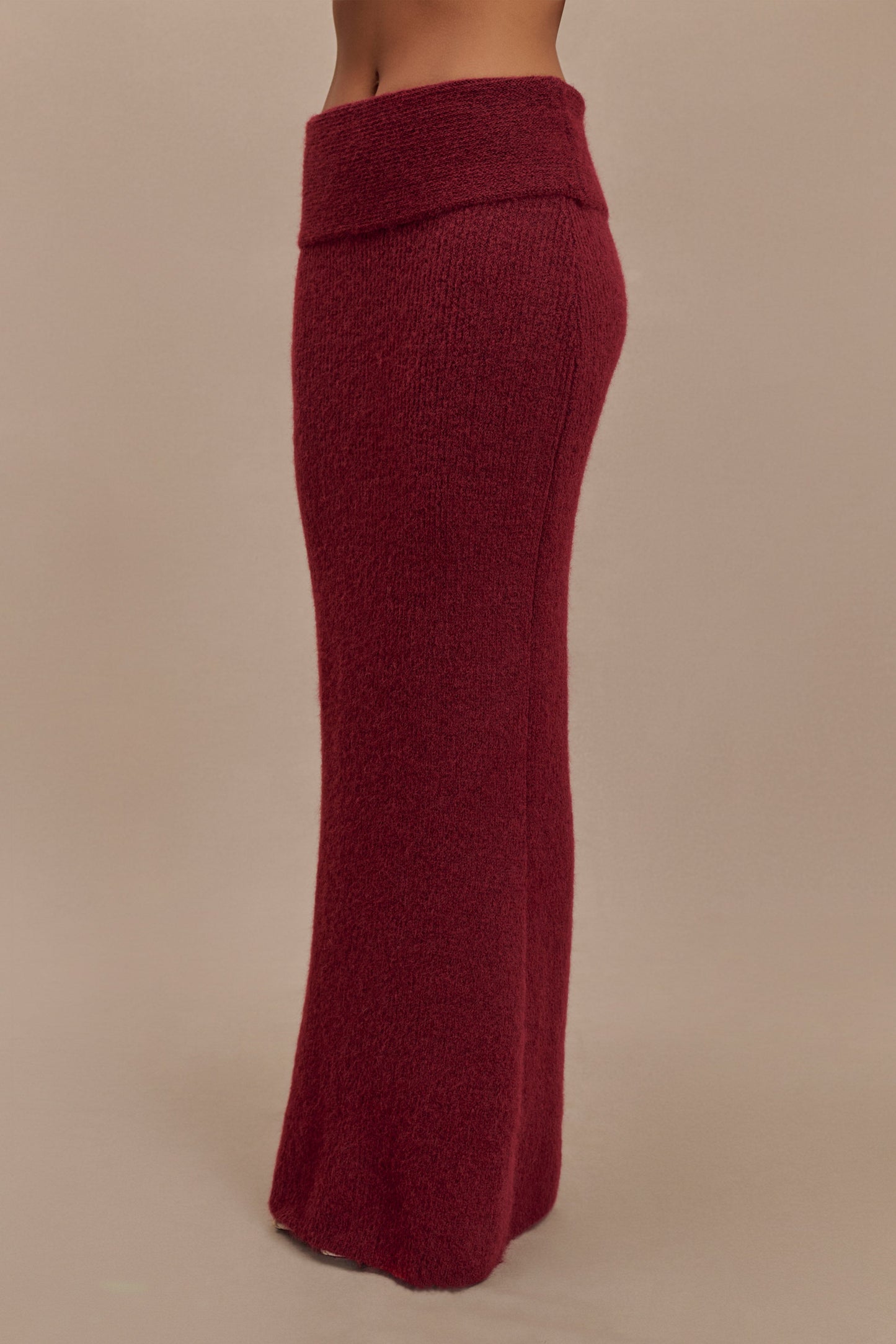 Jupe Maxi Tricotée Charlotte avec Superposition - Merlot