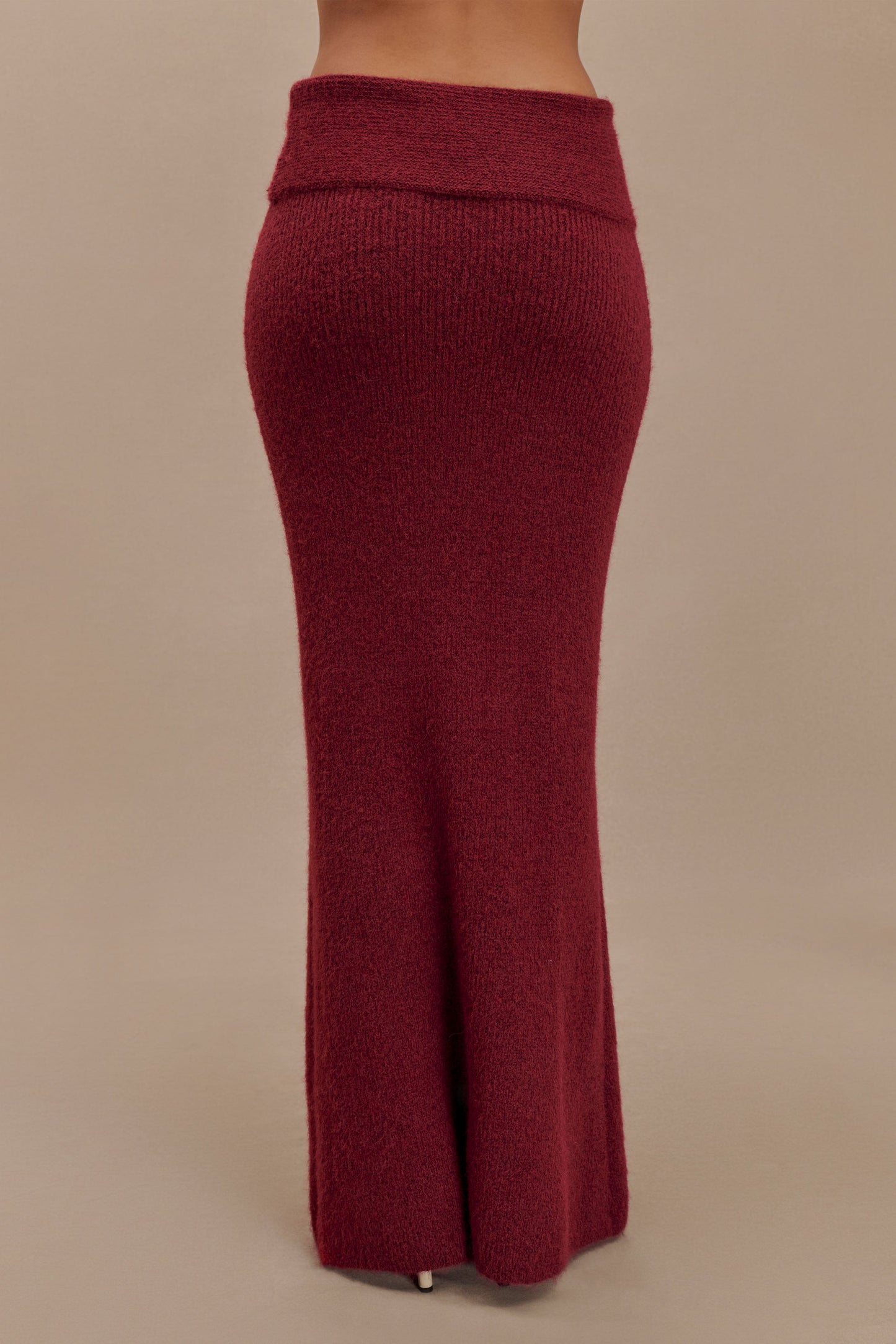 Jupe Maxi Tricotée Charlotte avec Superposition - Merlot
