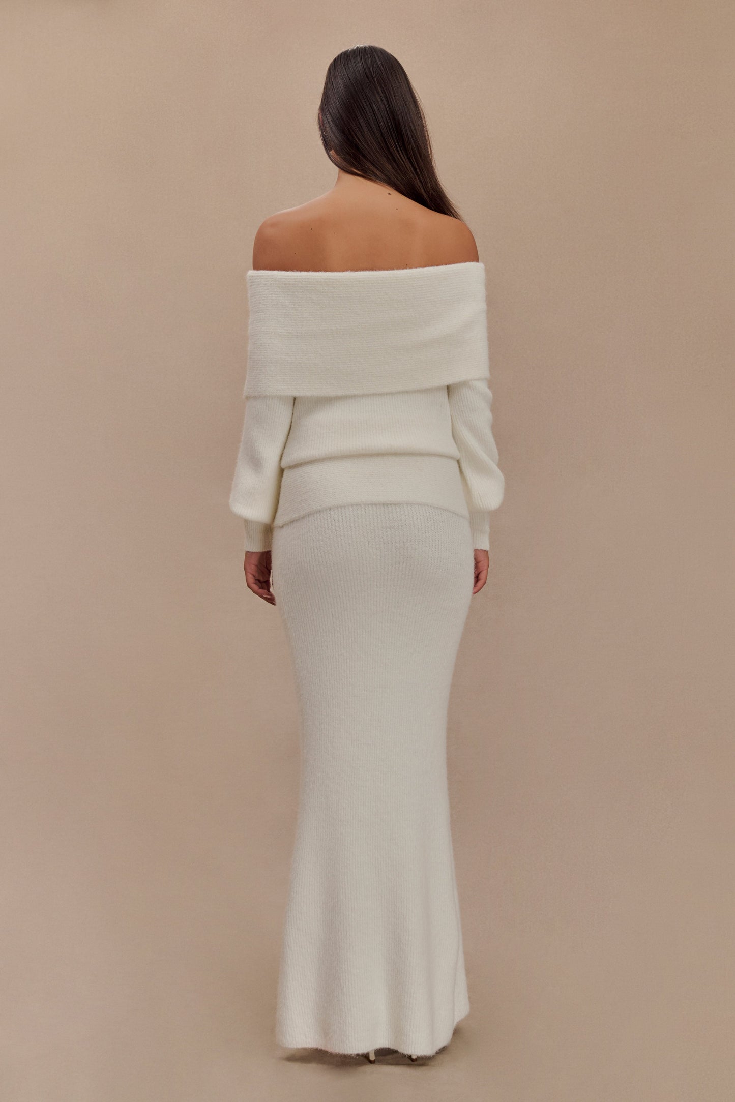 Jupe Maxi Tricot Charlotte avec Superposition - Ivoire