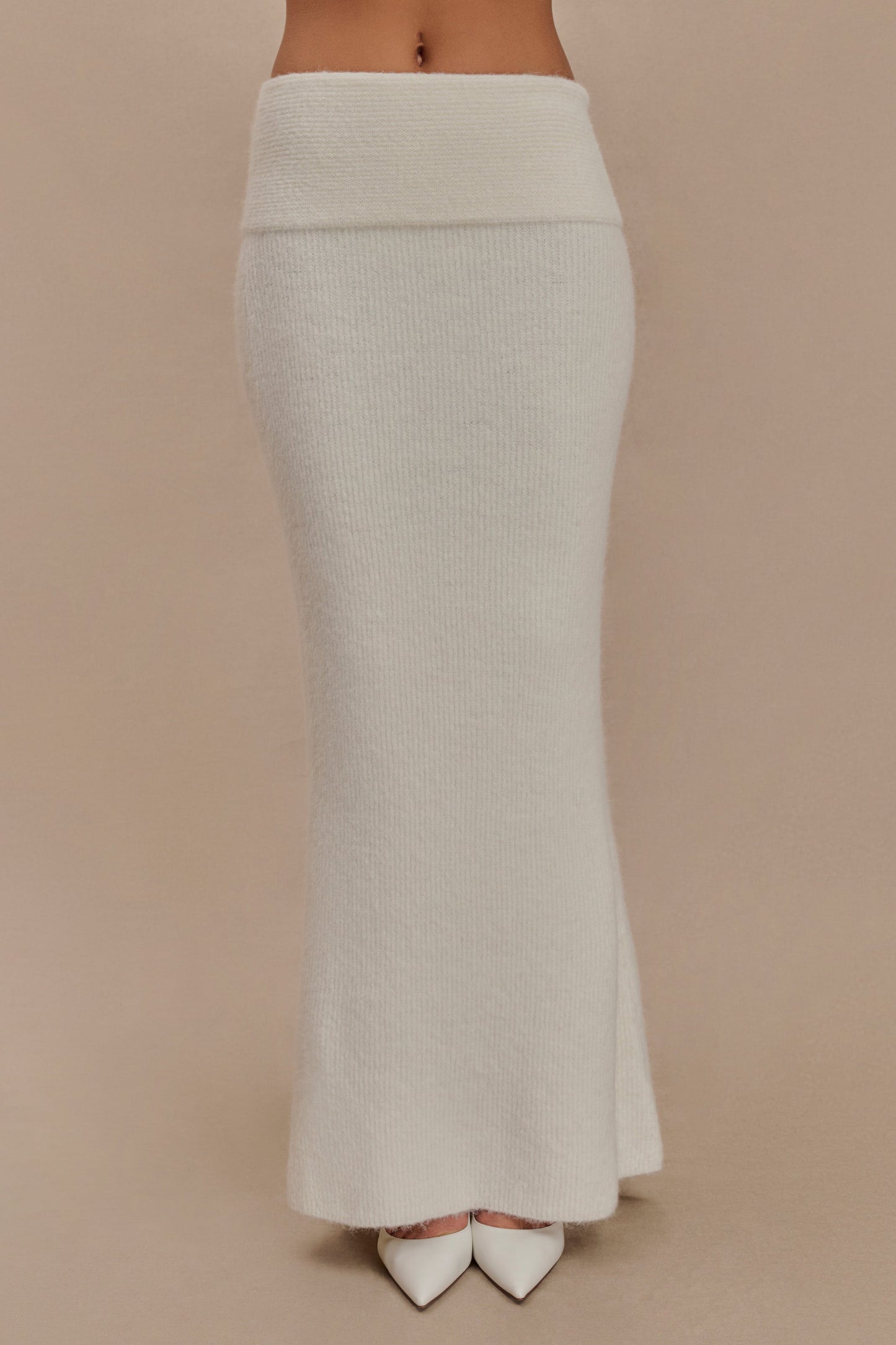 Jupe Maxi Tricot Charlotte avec Superposition - Ivoire
