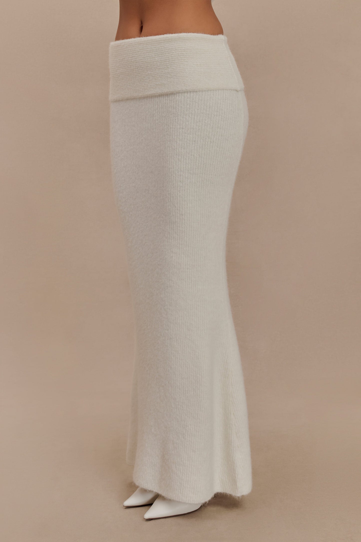 Jupe Maxi Tricot Charlotte avec Superposition - Ivoire