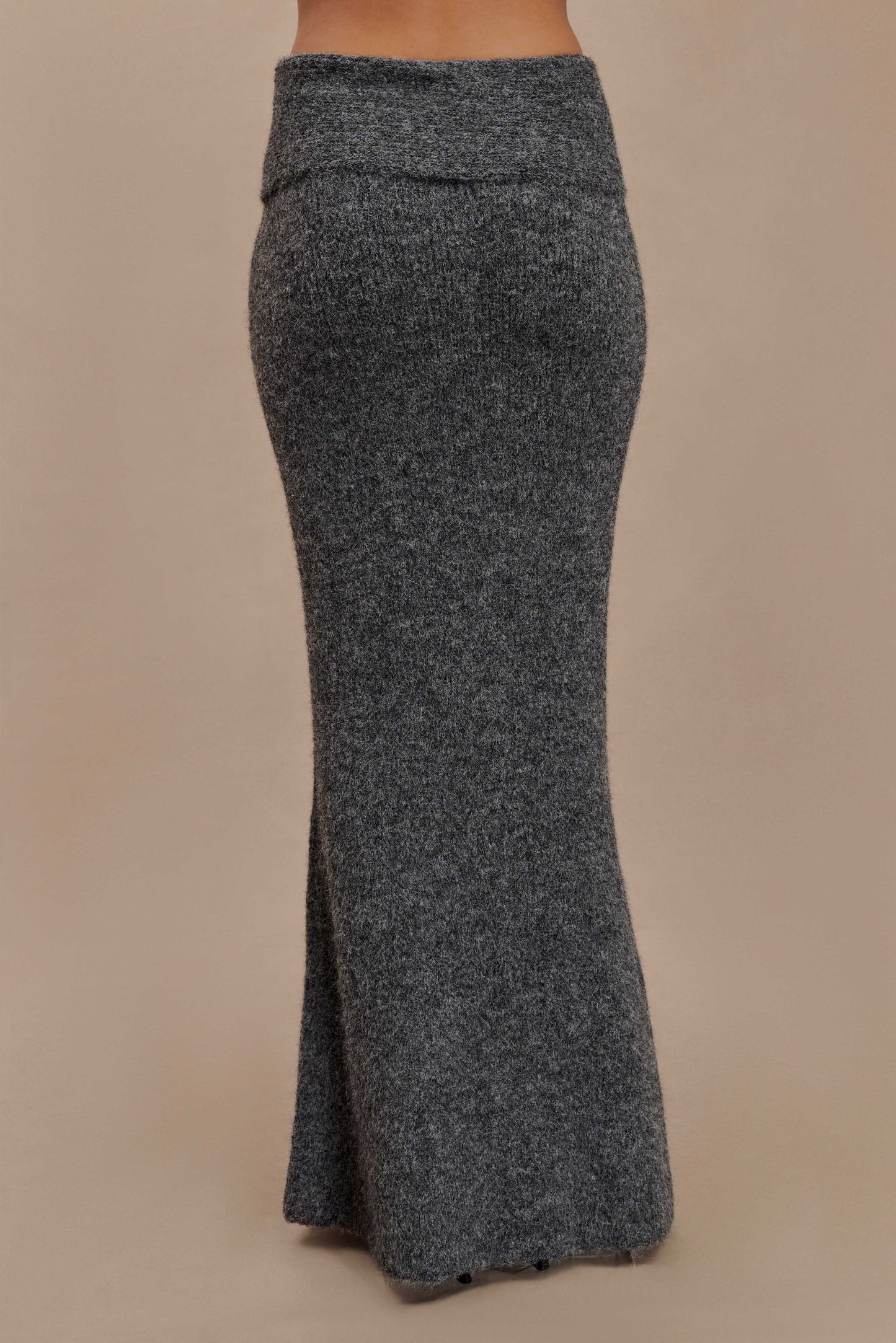 Jupe Maxi Tricotée Charlotte avec Superposition - Gris Anthracite