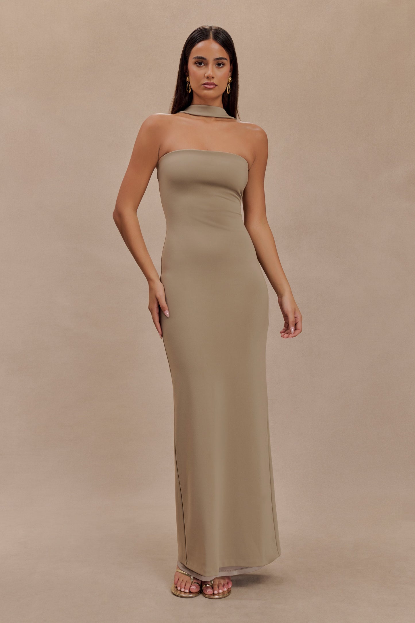 Robe Maxi Velma à Col Halter - Champignon