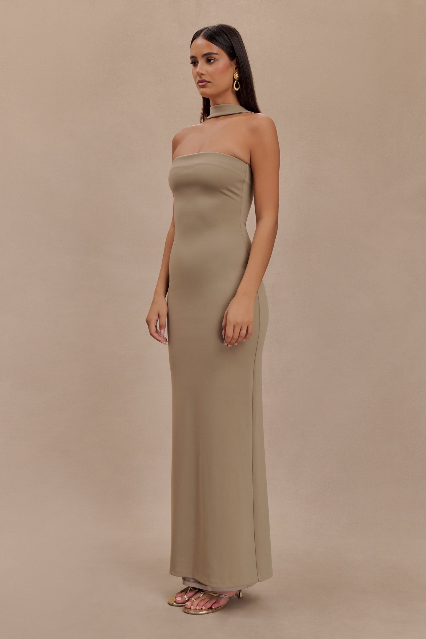 Robe Maxi Velma à Col Halter - Champignon