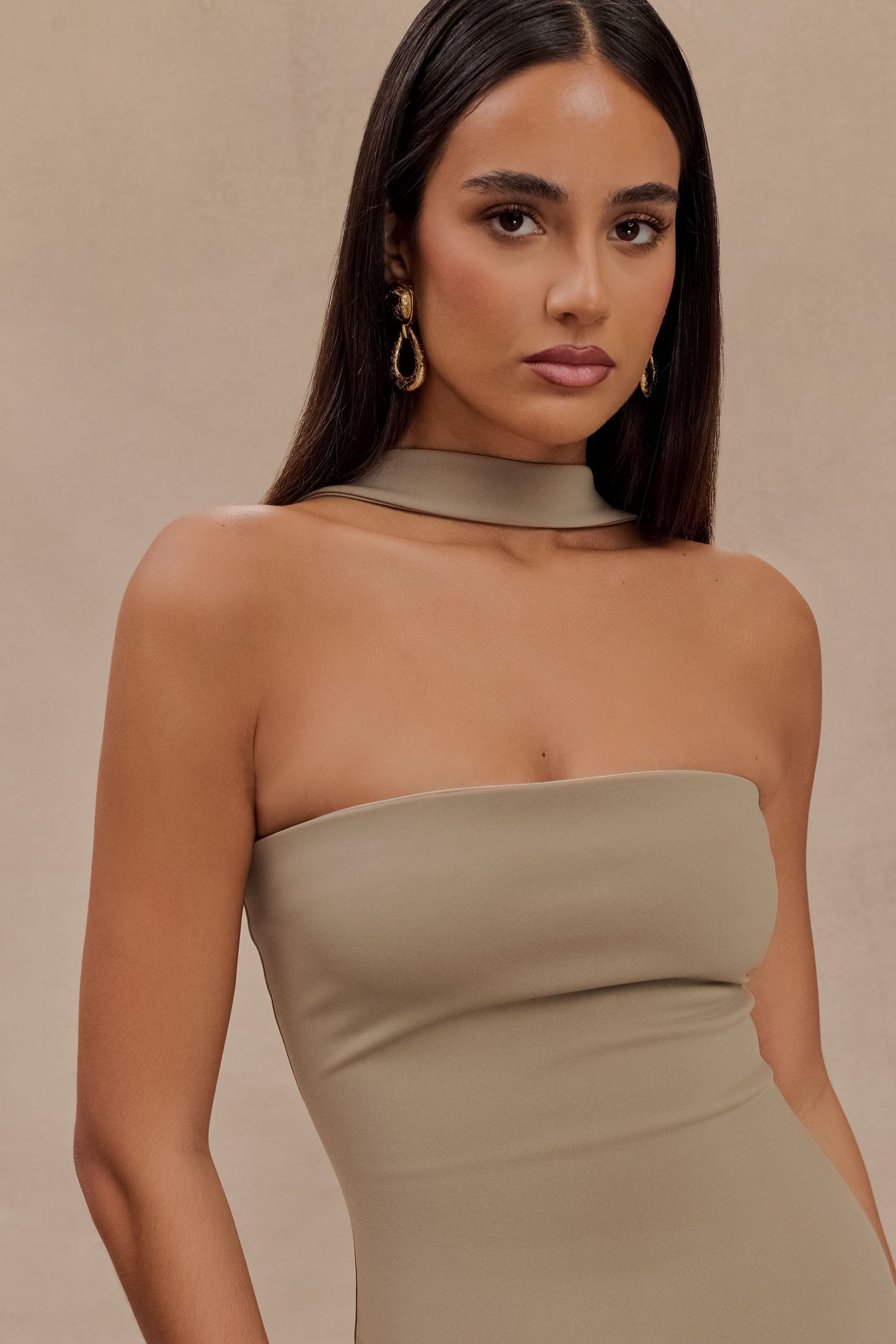 Robe Maxi Velma à Col Halter - Champignon