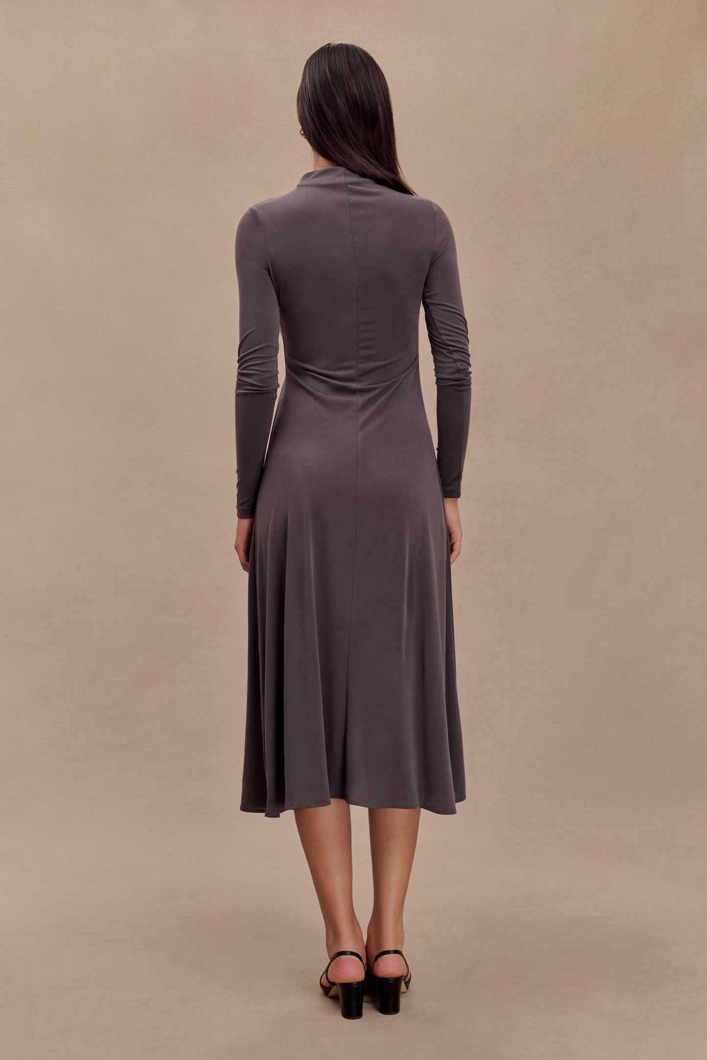 Robe midi en jersey de pêche Anders - Anthracite