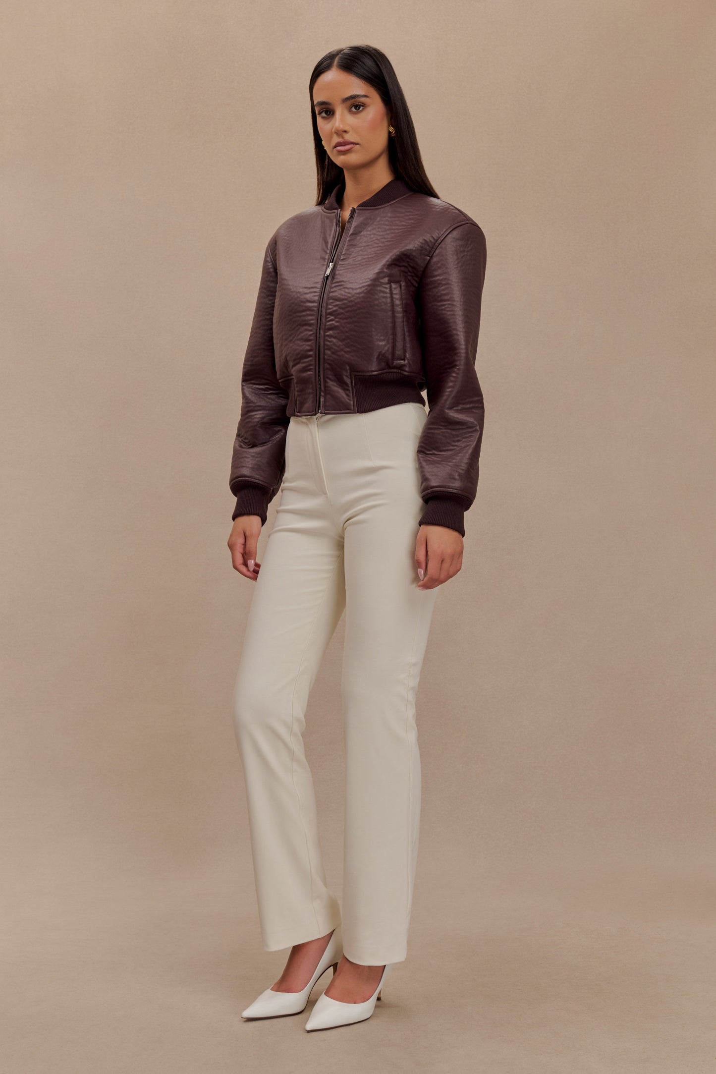 Veste bomber en simili cuir Codi - Merlot