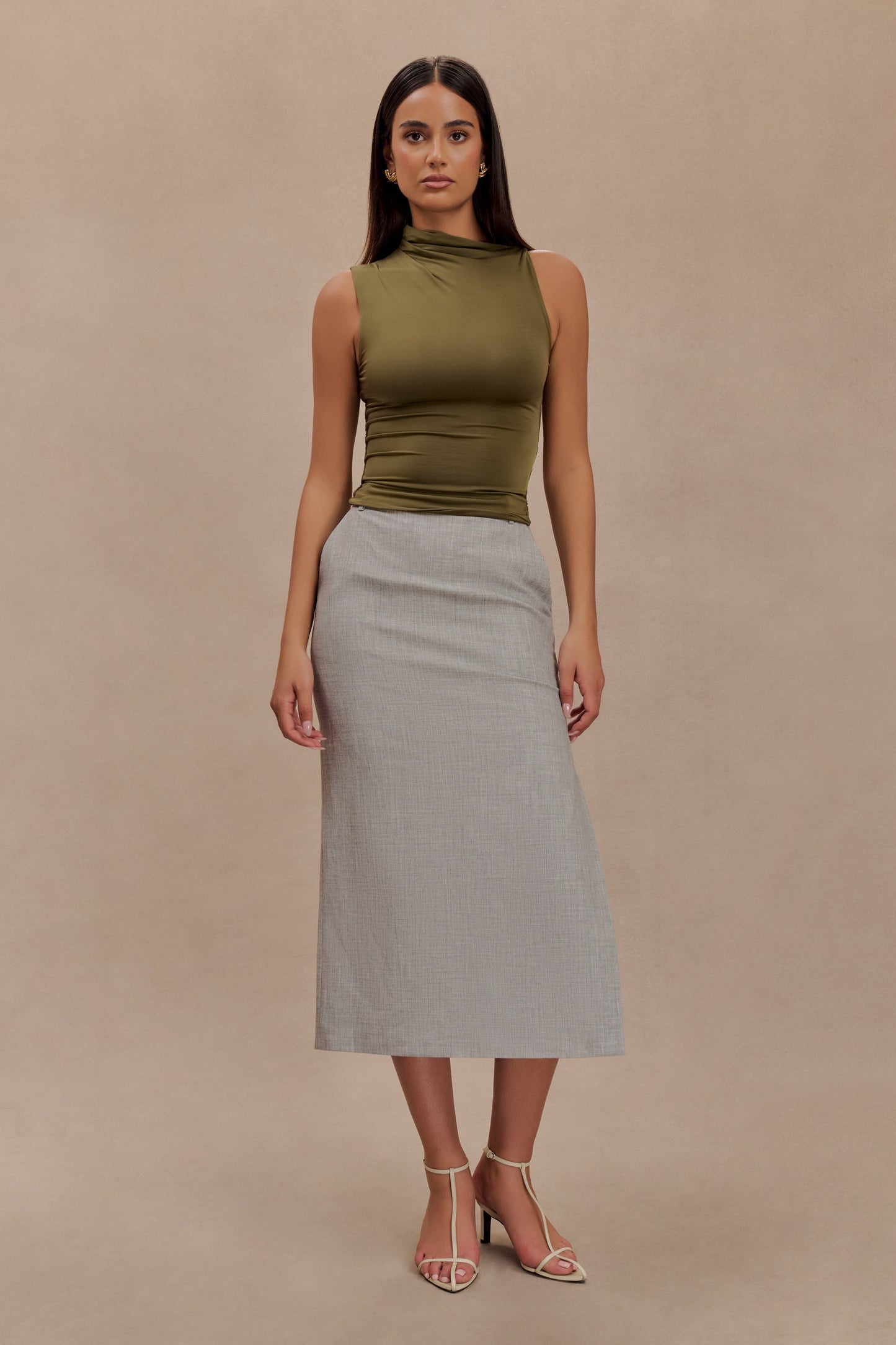 Haut moulant sans manches Hadleigh - Olive foncé