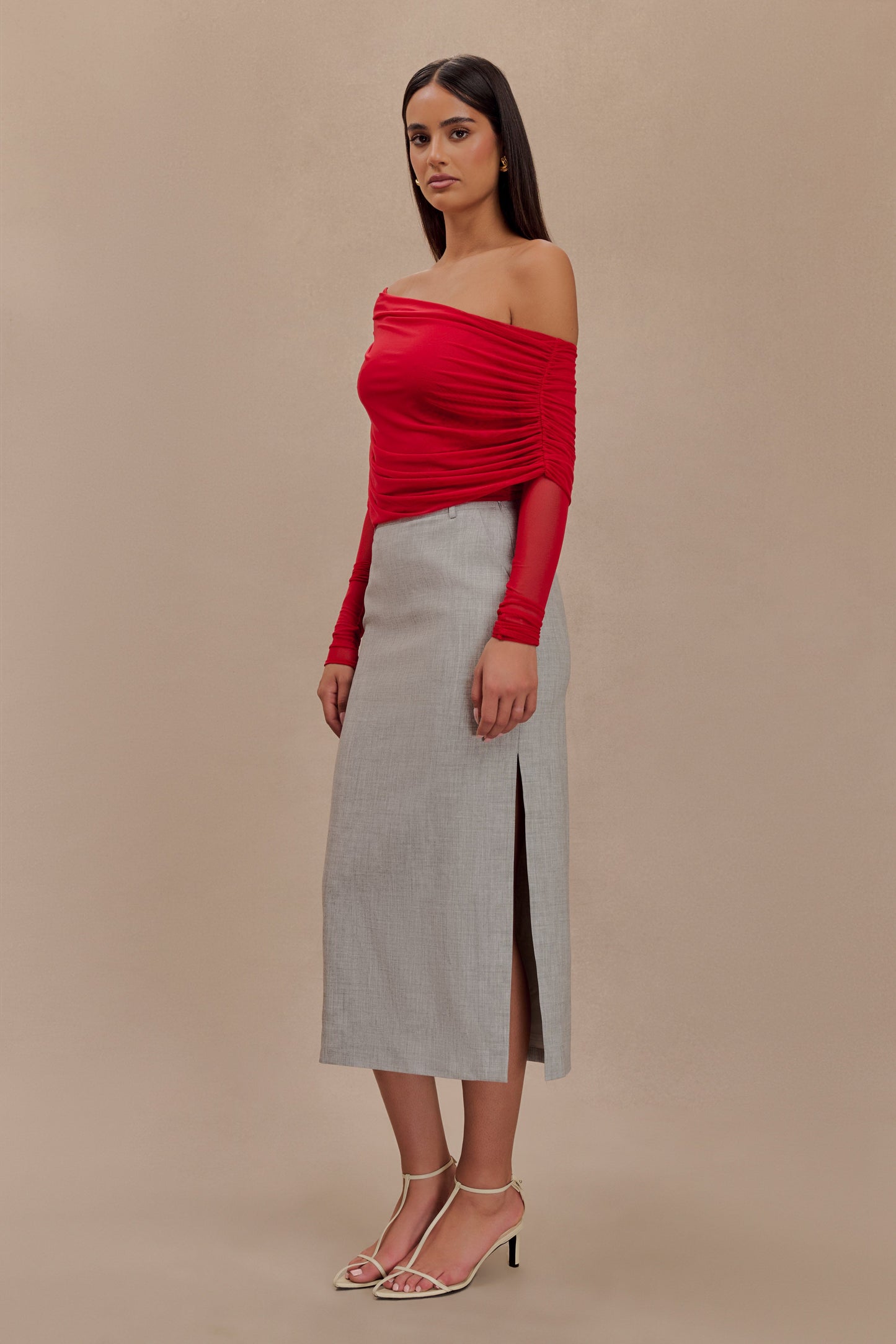 Top en maille transparente à épaules dénudées Everly - Ruby