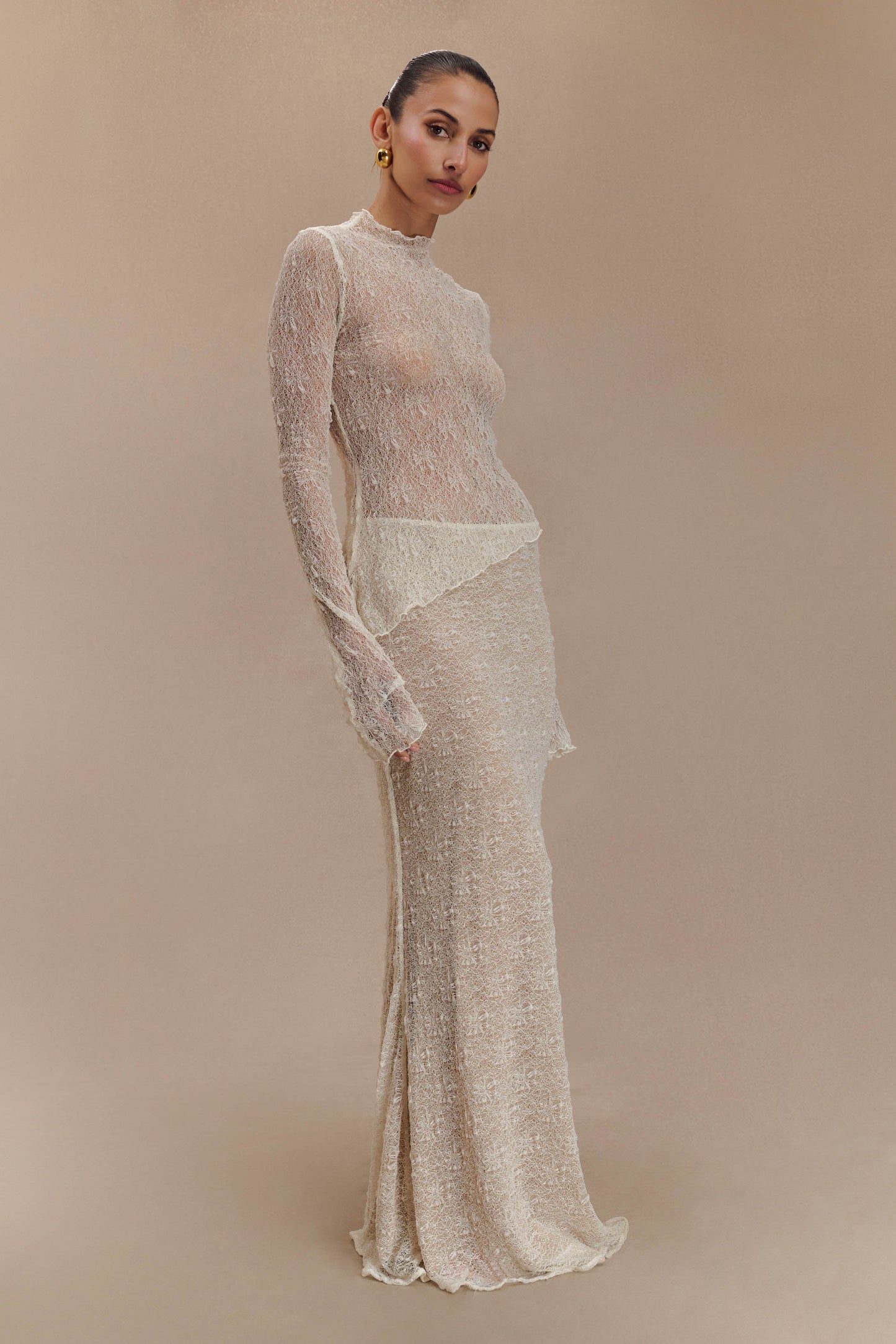 Jupe Maxi en Dentelle Transparent Robyn - Ivoire