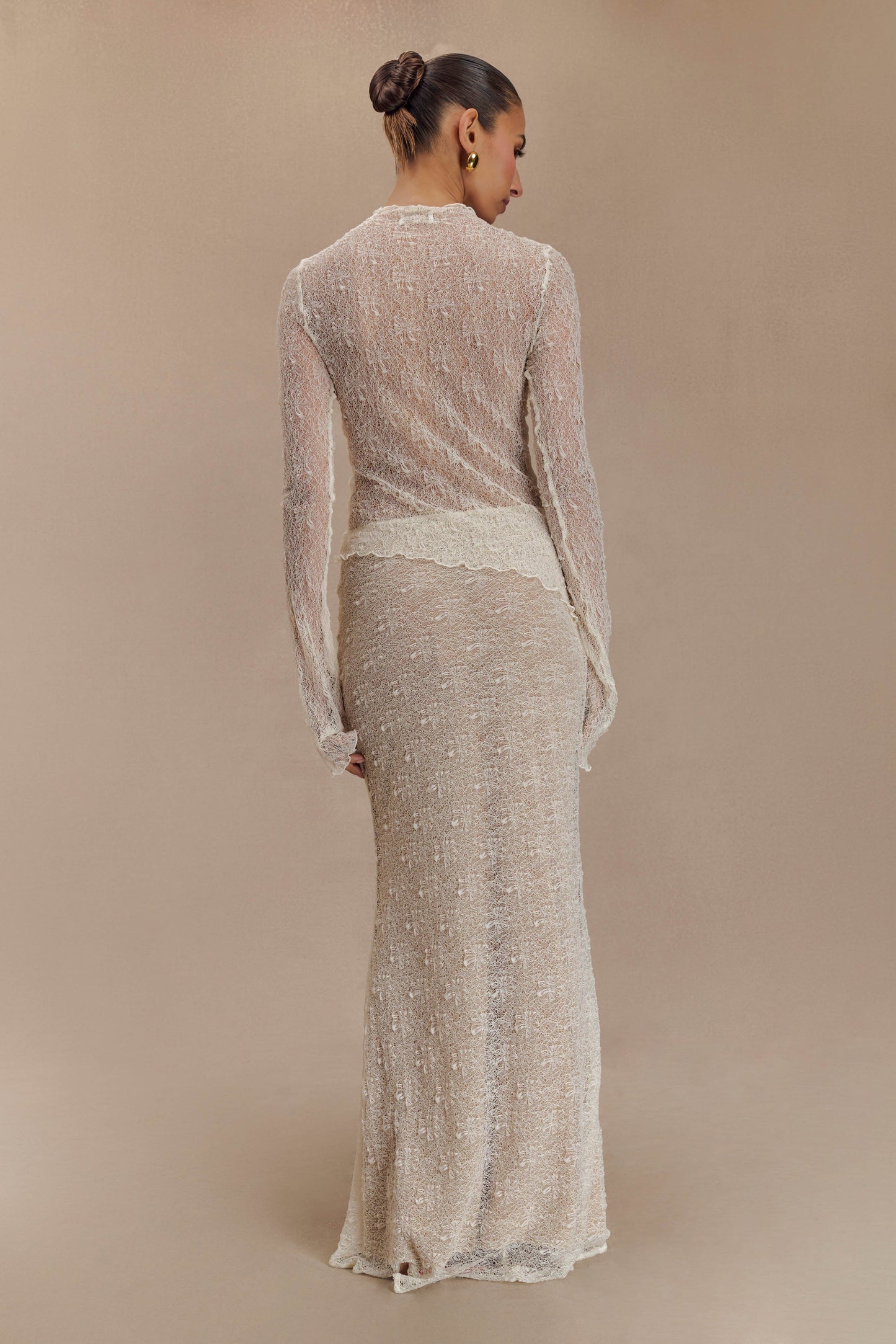 Jupe Maxi en Dentelle Transparent Robyn - Ivoire