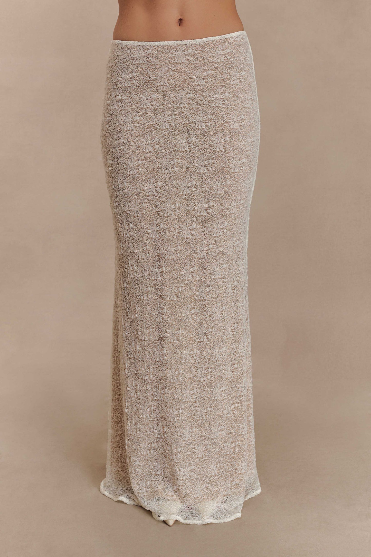 Jupe Maxi en Dentelle Transparent Robyn - Ivoire