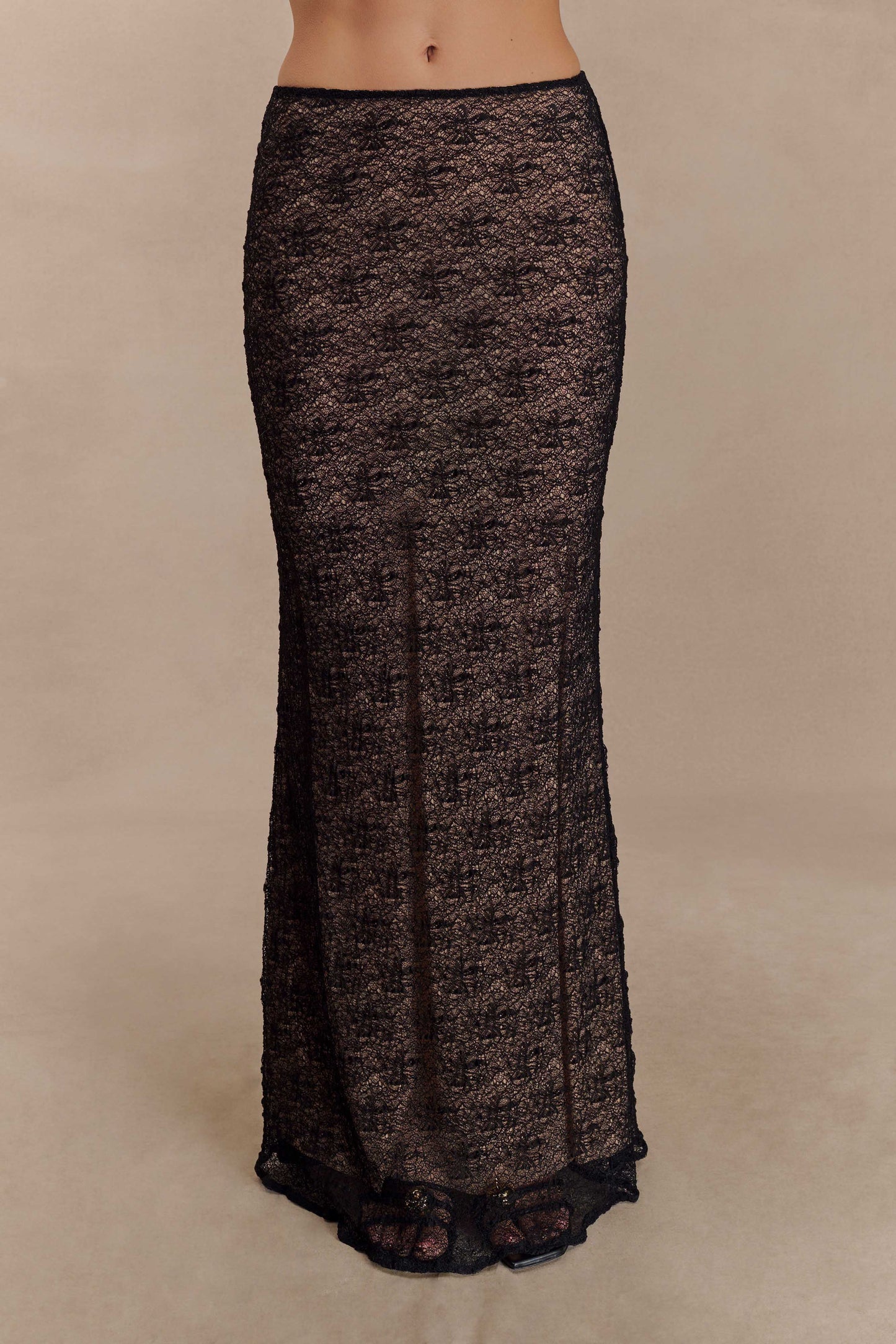 Jupe Maxi en Dentelle Transparent Robyn - Noir