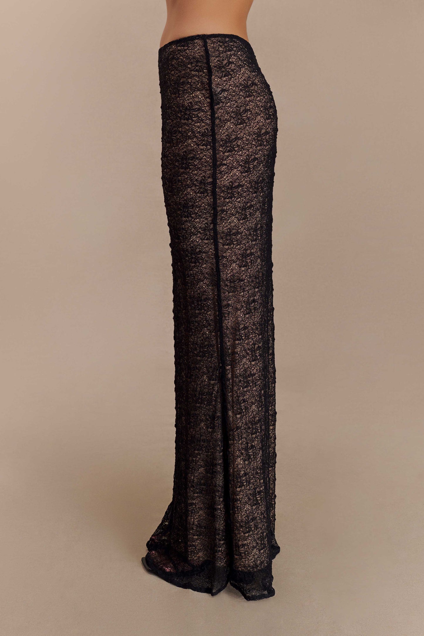 Jupe Maxi en Dentelle Transparent Robyn - Noir
