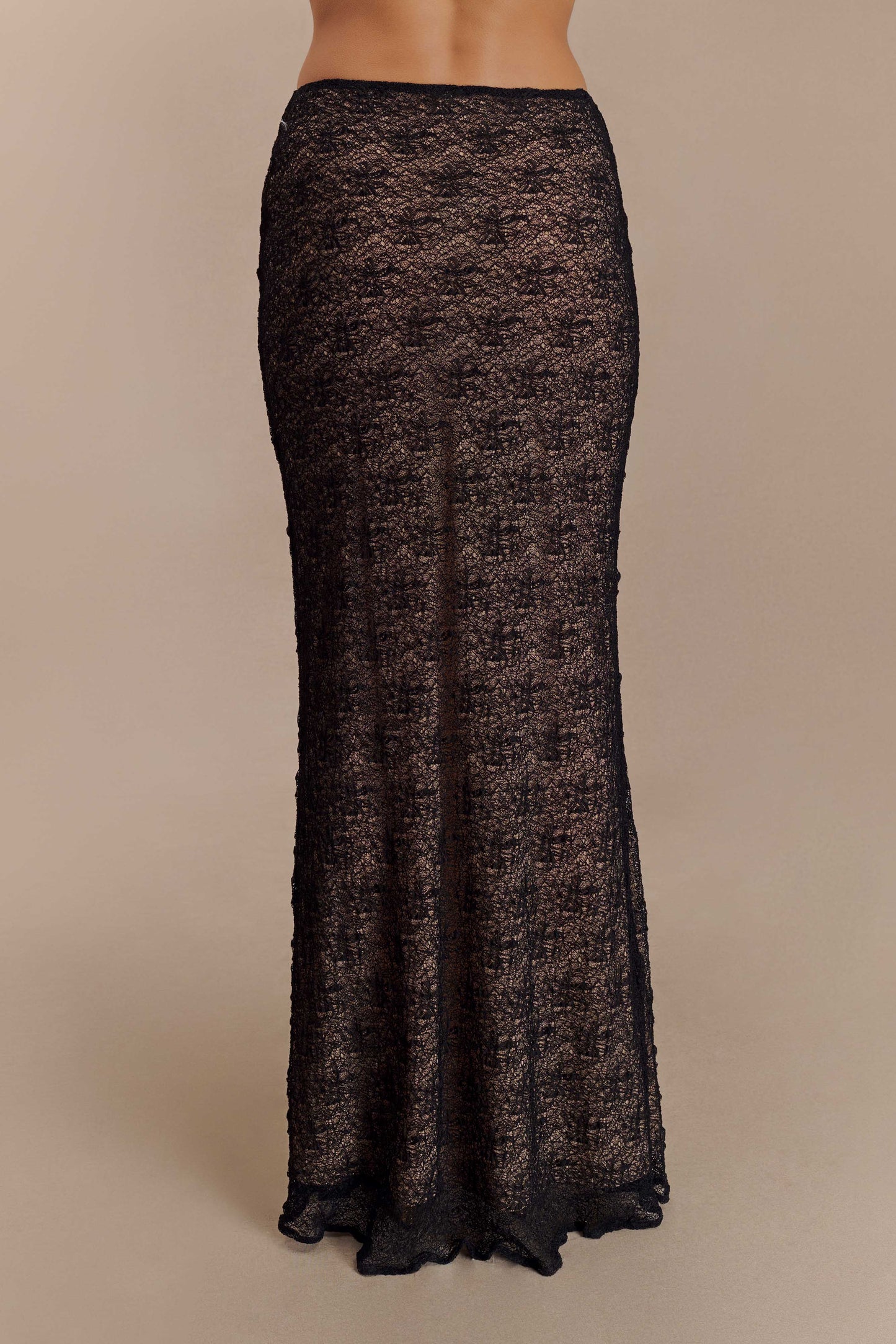 Jupe Maxi en Dentelle Transparent Robyn - Noir