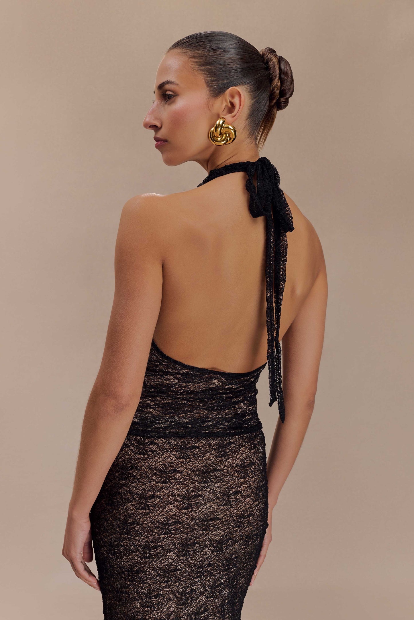 Halter en dentelle transparente Asher - Noir