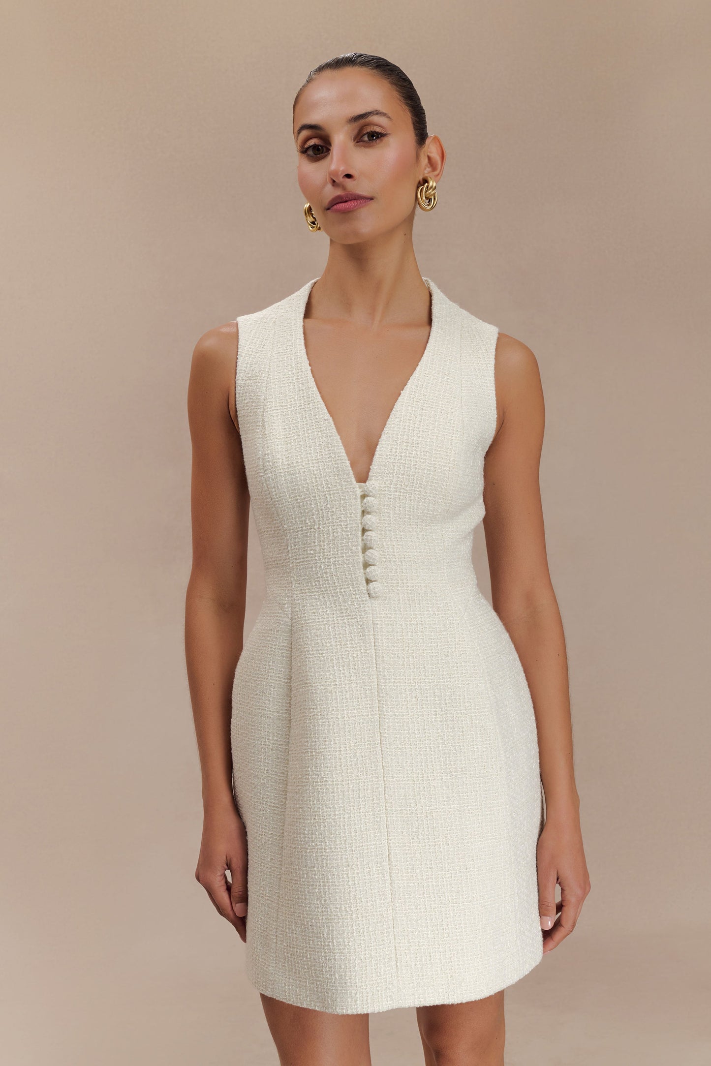 Mini-robe bouclée à plis Danna - Blanche