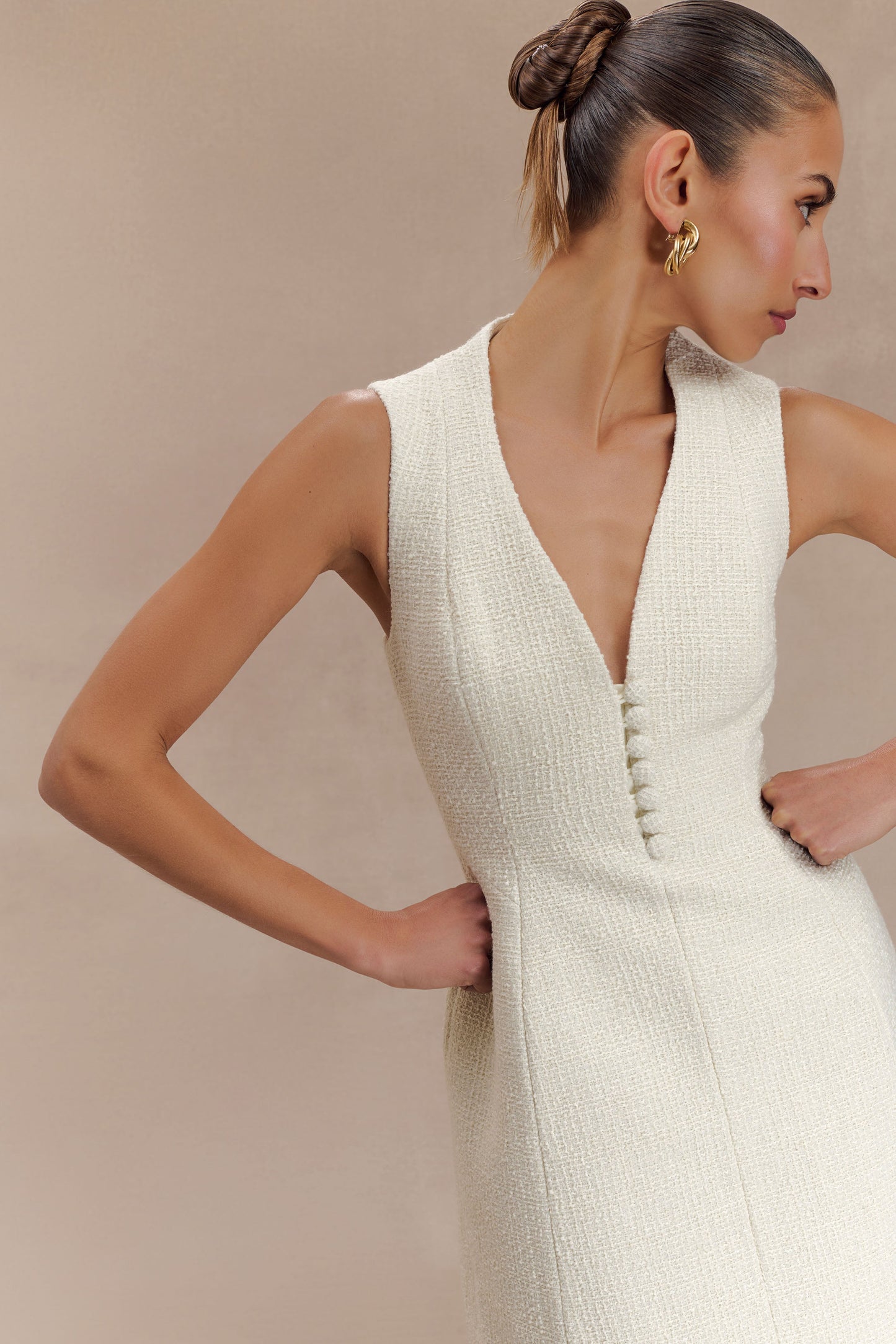 Mini-robe bouclée à plis Danna - Blanche