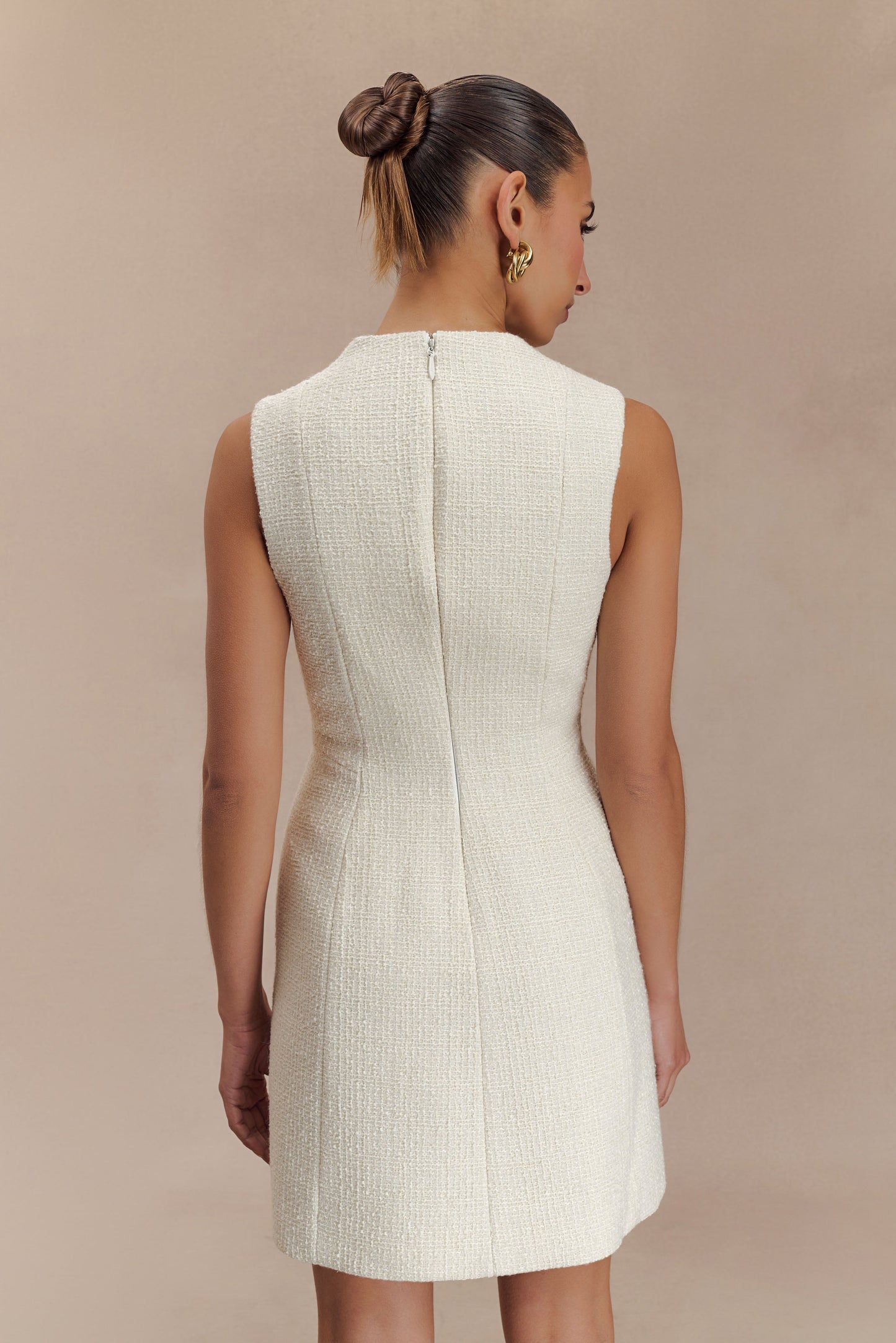 Mini-robe bouclée à plis Danna - Blanche