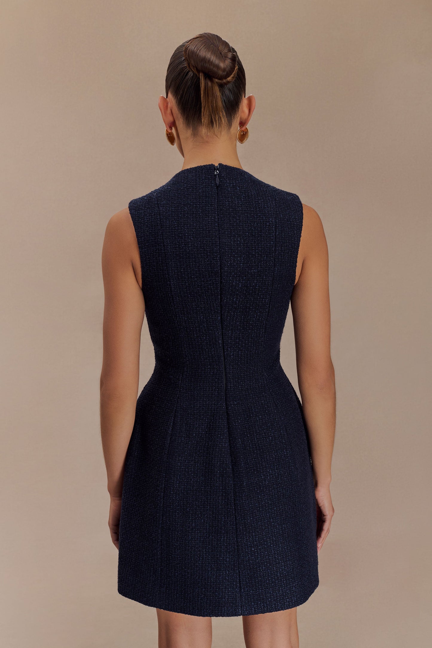 Mini-robe bouclée Danna à plis - Bleu minuit