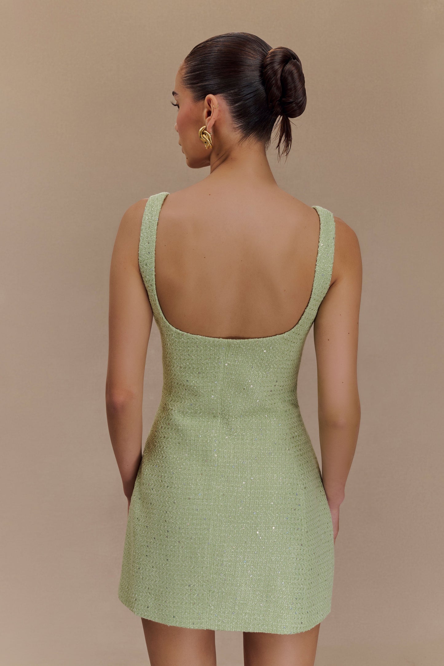 Mini-robe en tweed Beth - Vert pastel