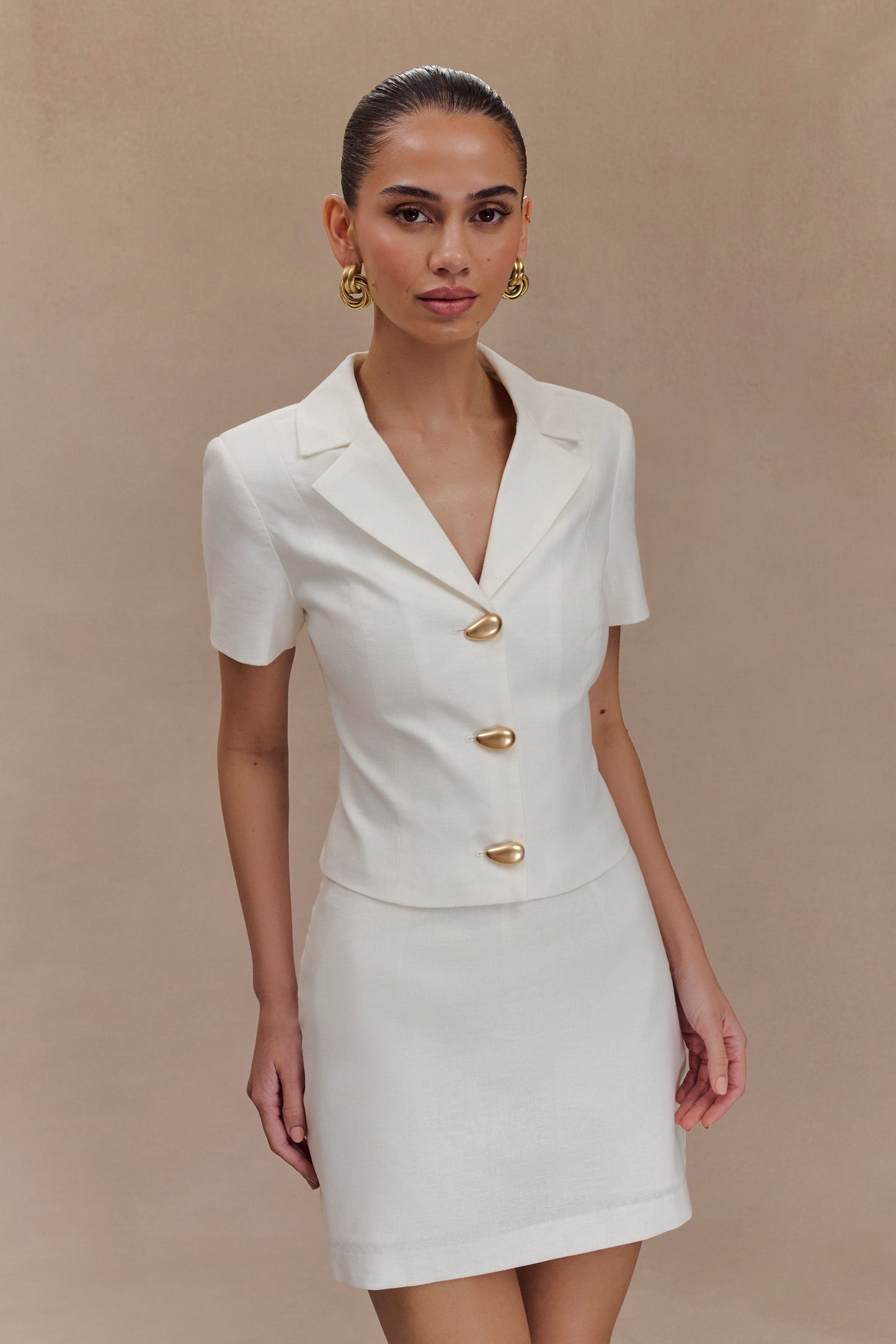 Mini-short en lin Ciara - Blanc