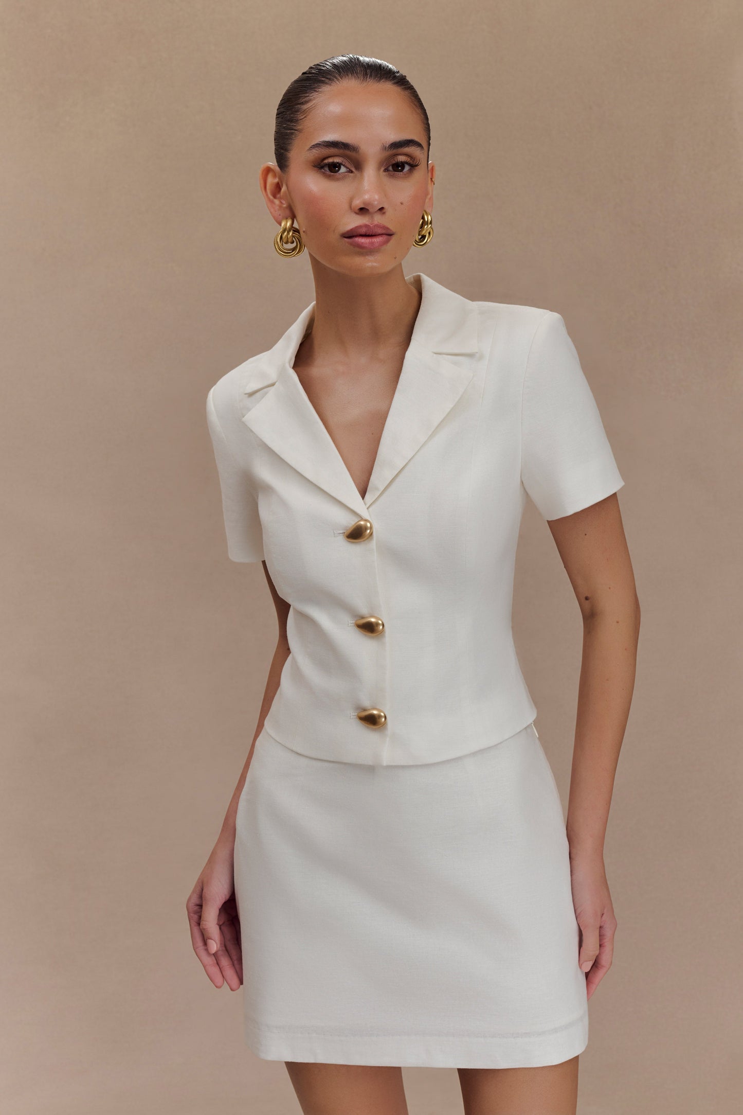 Mini-short en lin Ciara - Blanc