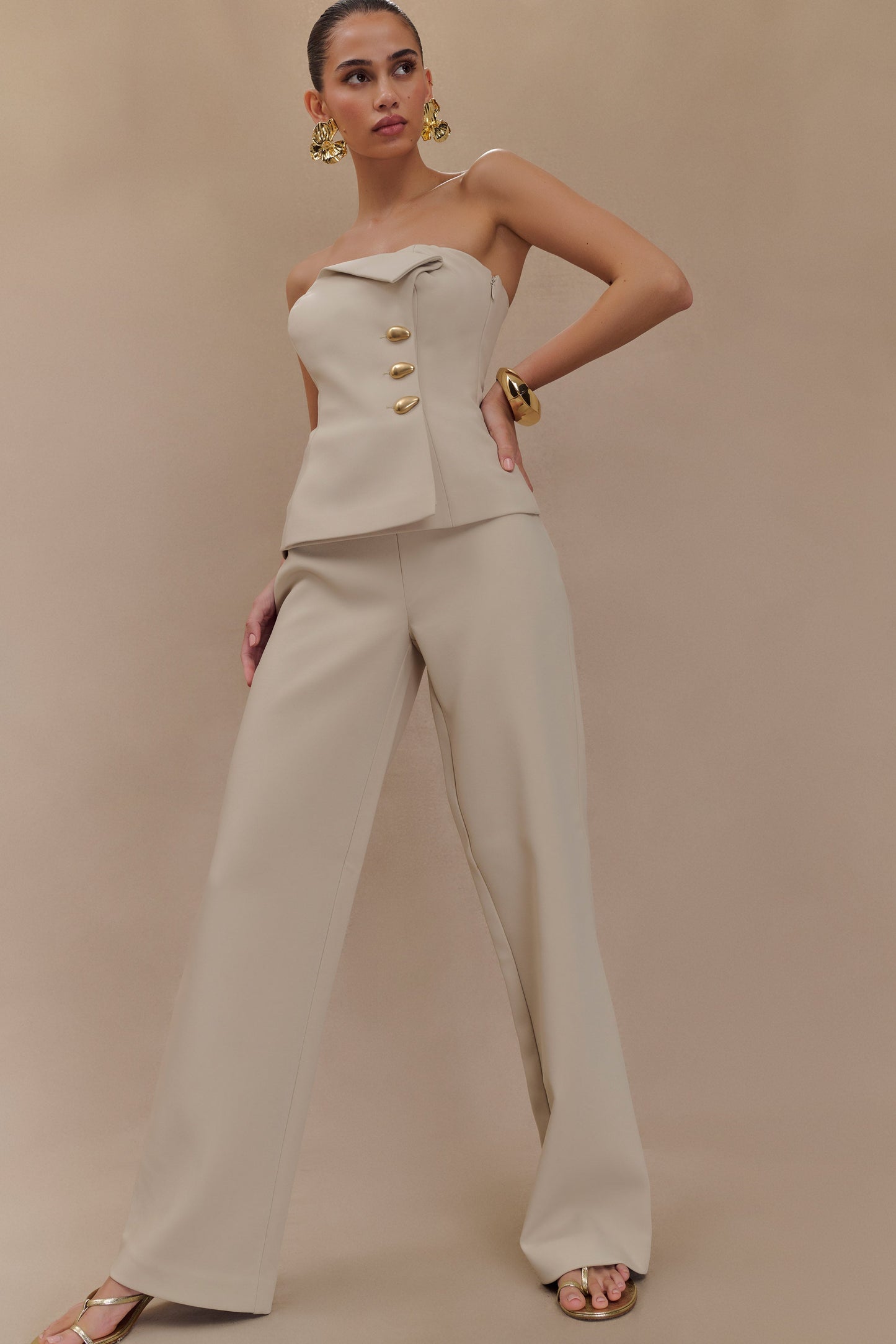 Pantalon tailleur droit Lindie - Sable