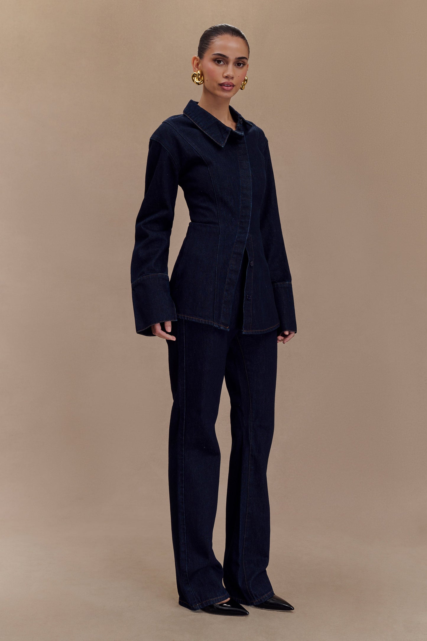 Chemise en jean asymétrique Jericho - Bleu indigo