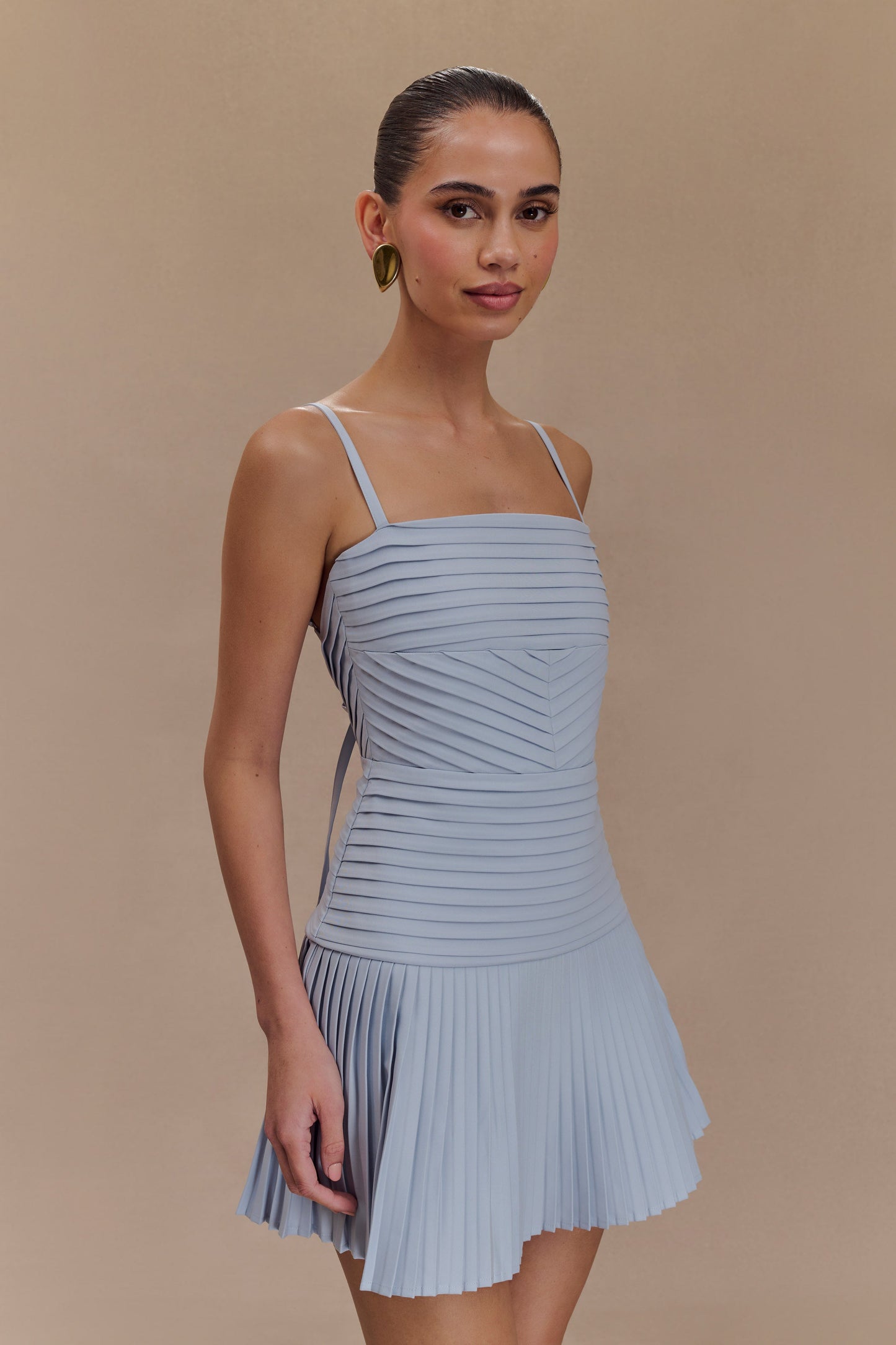 Robe mini Rylee à plis multiples - Bleu glace