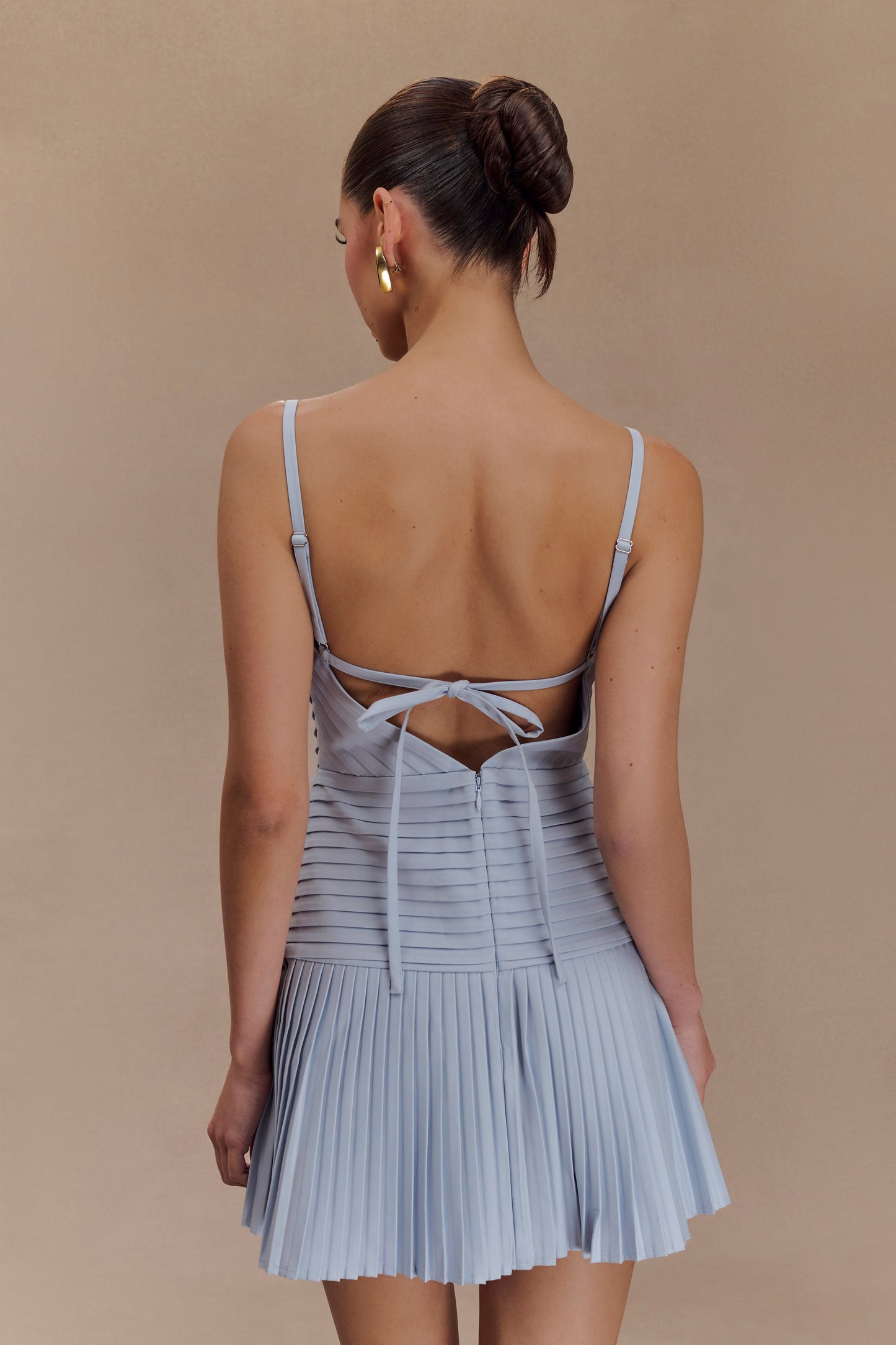 Robe mini Rylee à plis multiples - Bleu glace