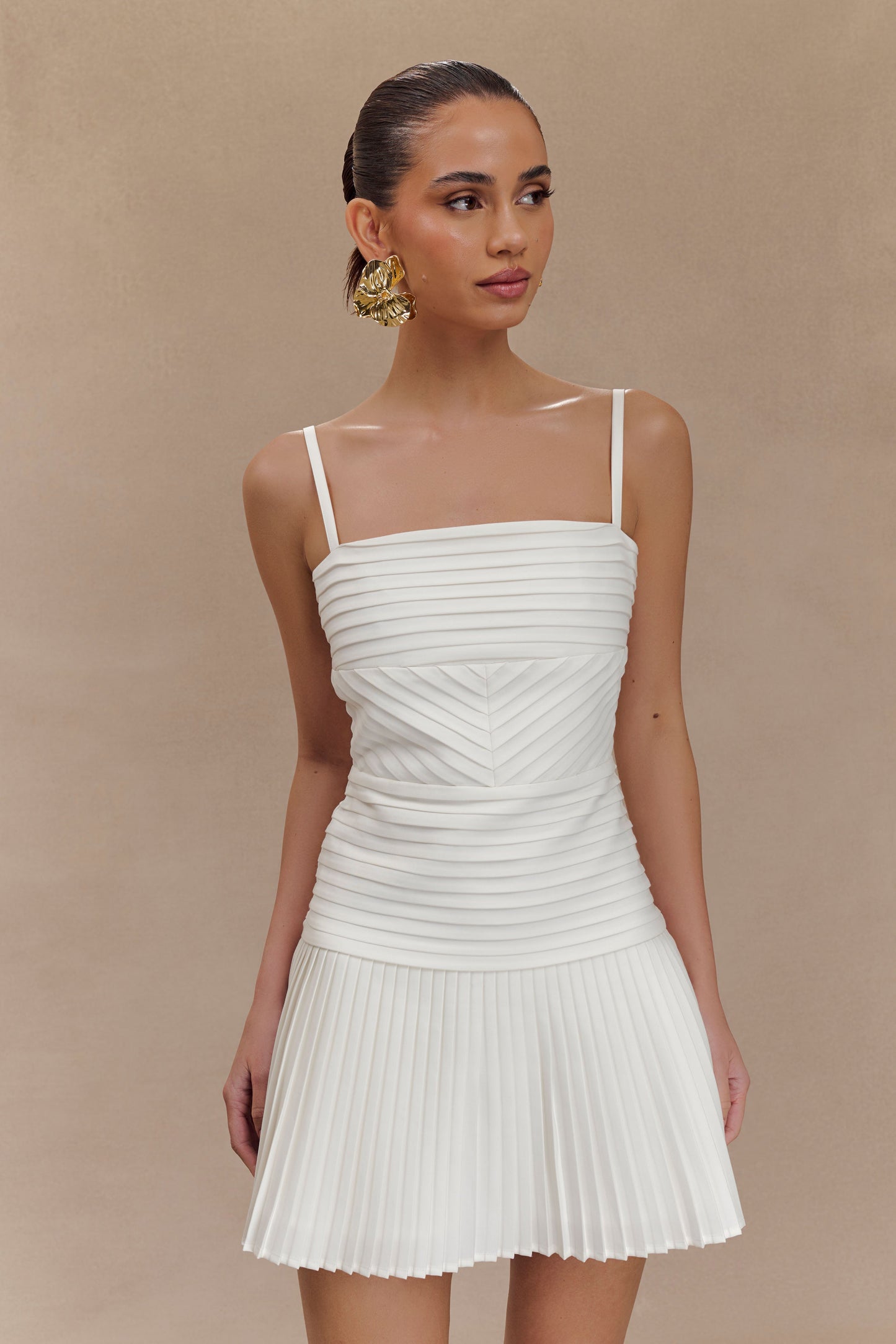 Robe mini Rylee à plis multiples - Blanc