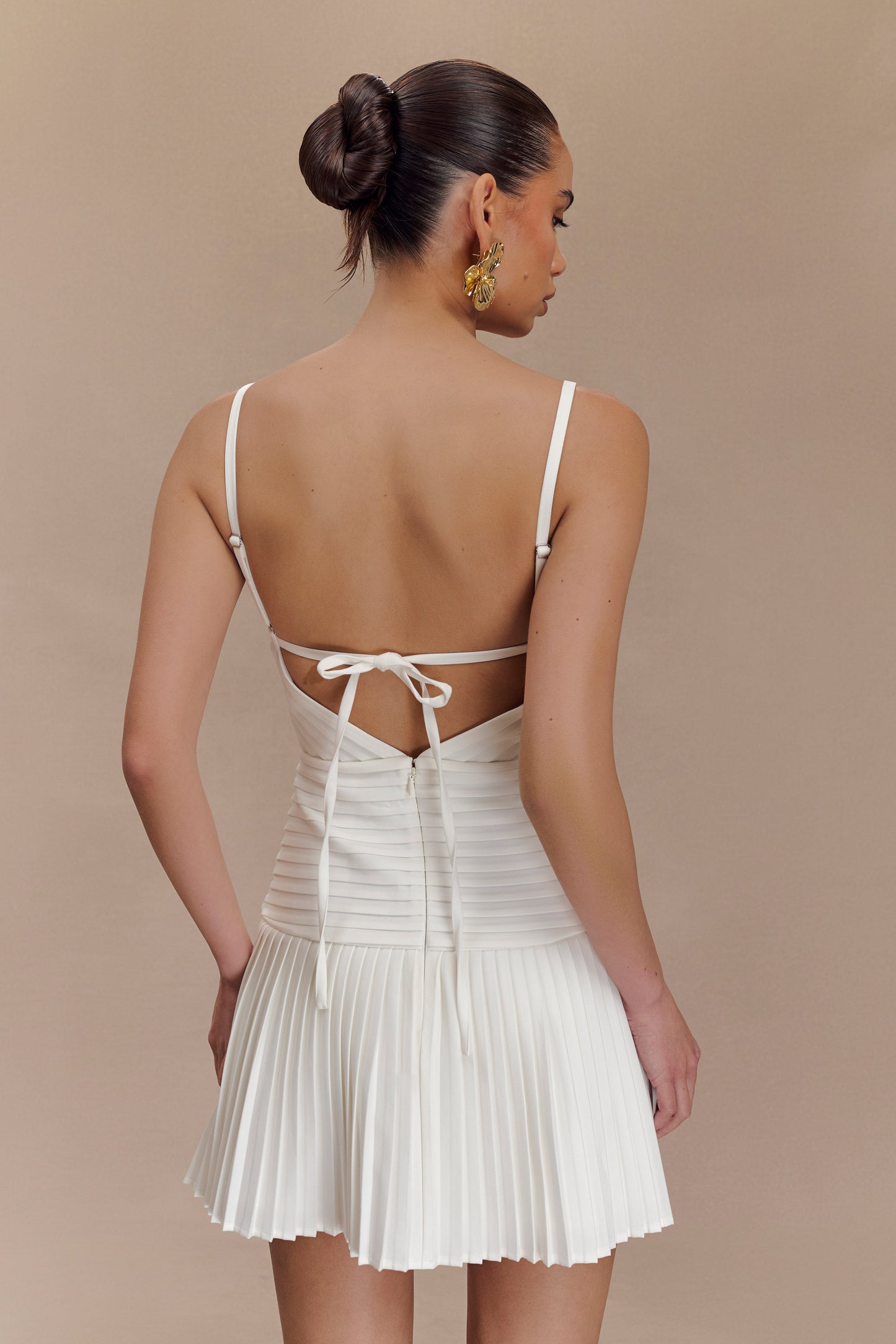 Robe mini Rylee à plis multiples - Blanc