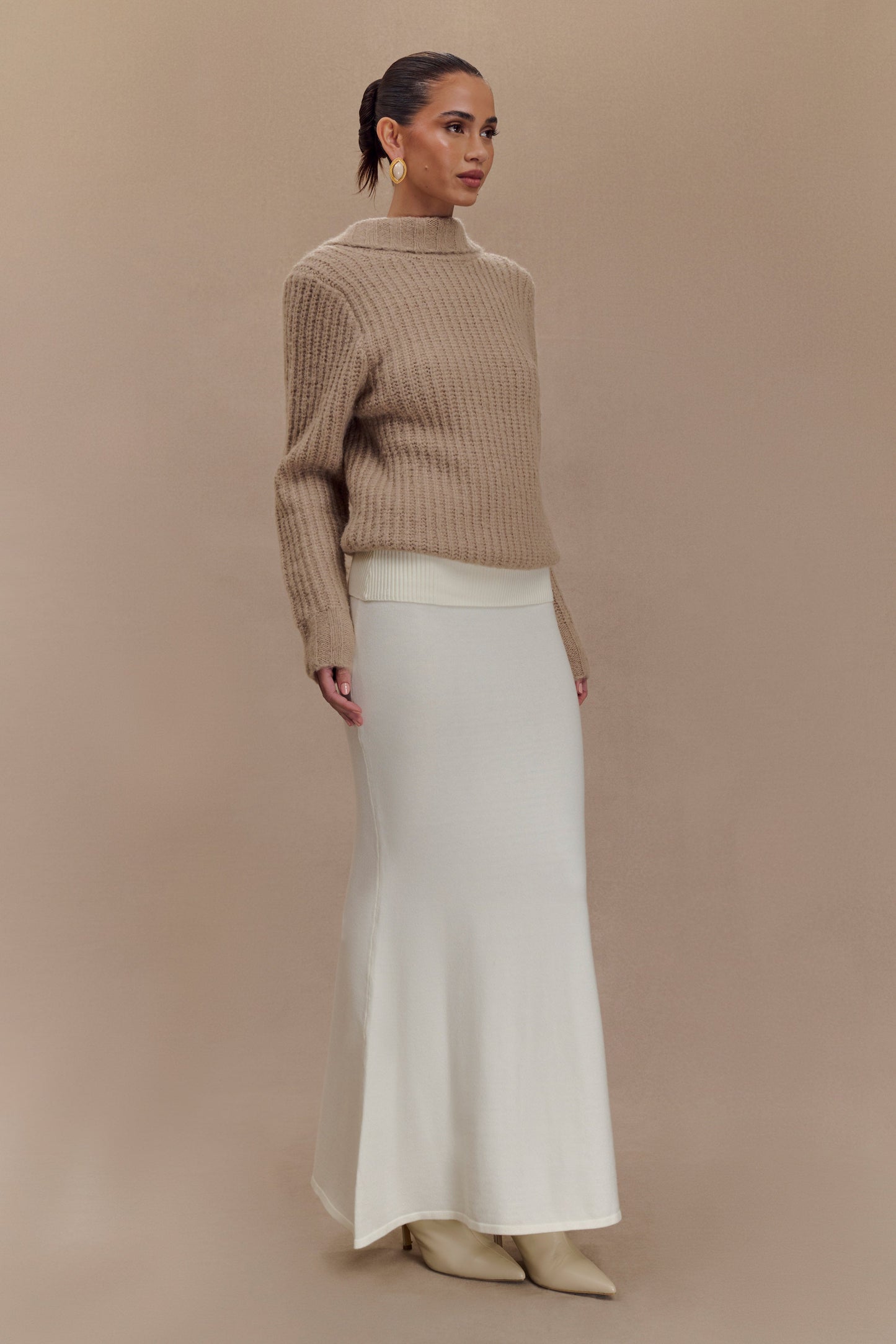 Candice Pull en Tricot Oversize à Décolleté dans le Dos - Gris Perle