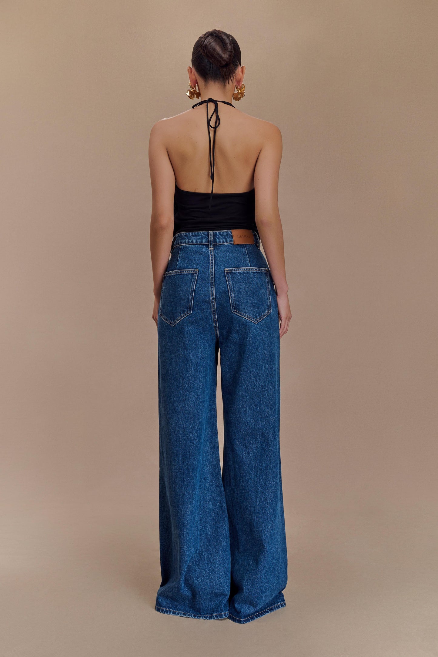 Halter Tyla à drapage et col montant - Noir