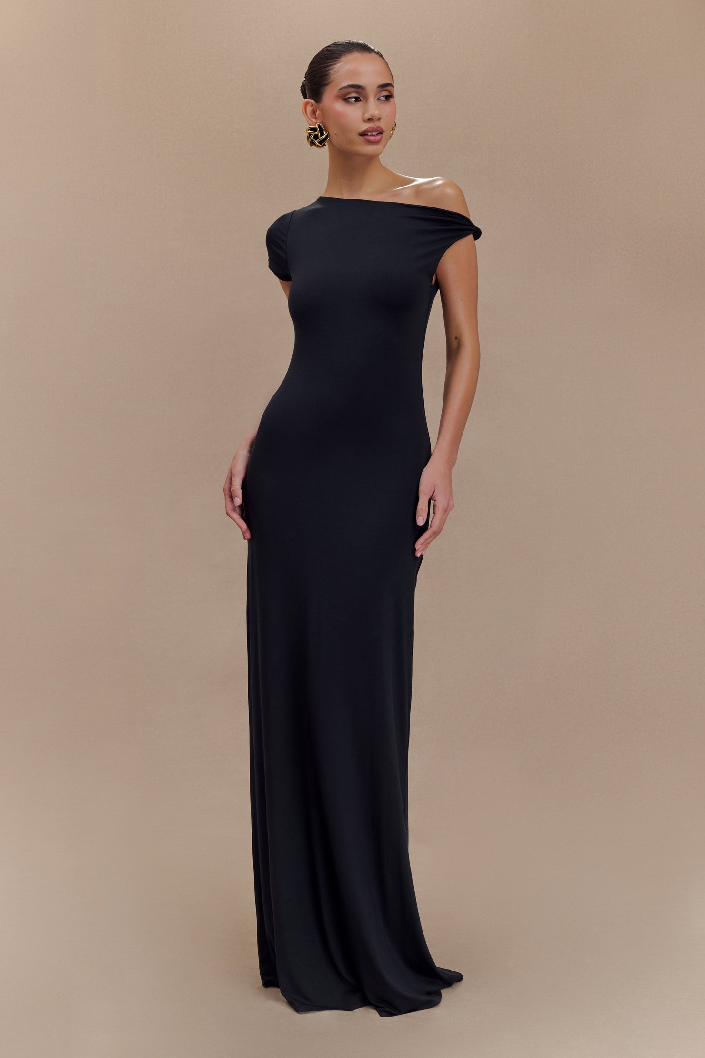 Robe Maxi Modal à Manches Courtes Tamsin - Noire