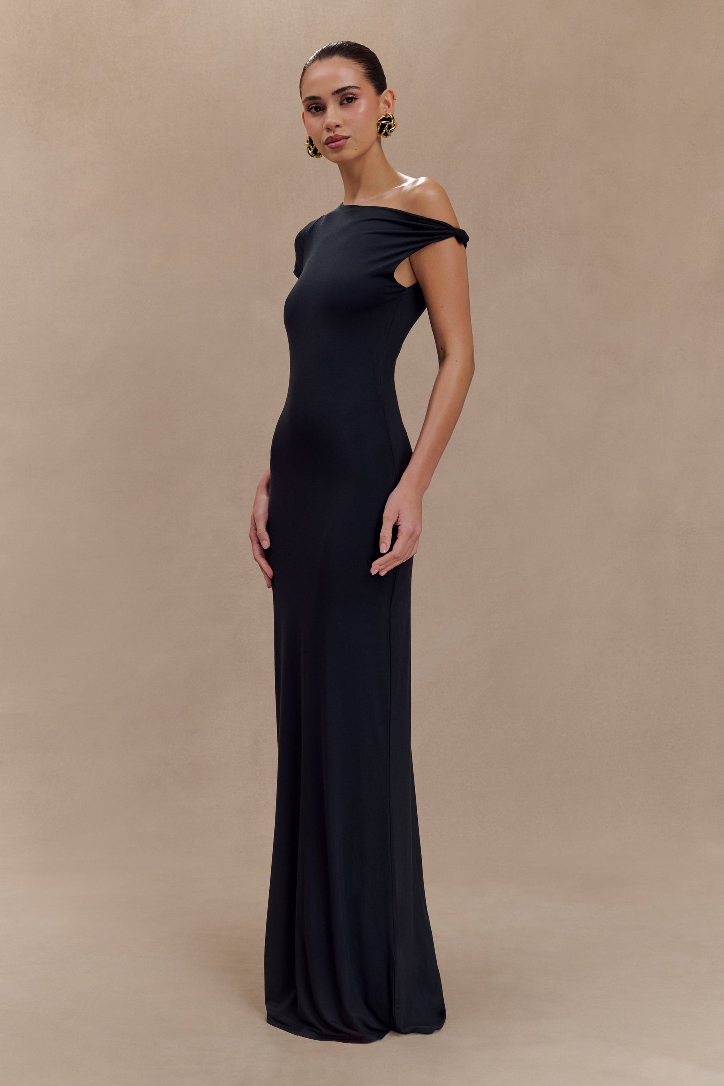Robe Maxi Modal à Manches Courtes Tamsin - Noire