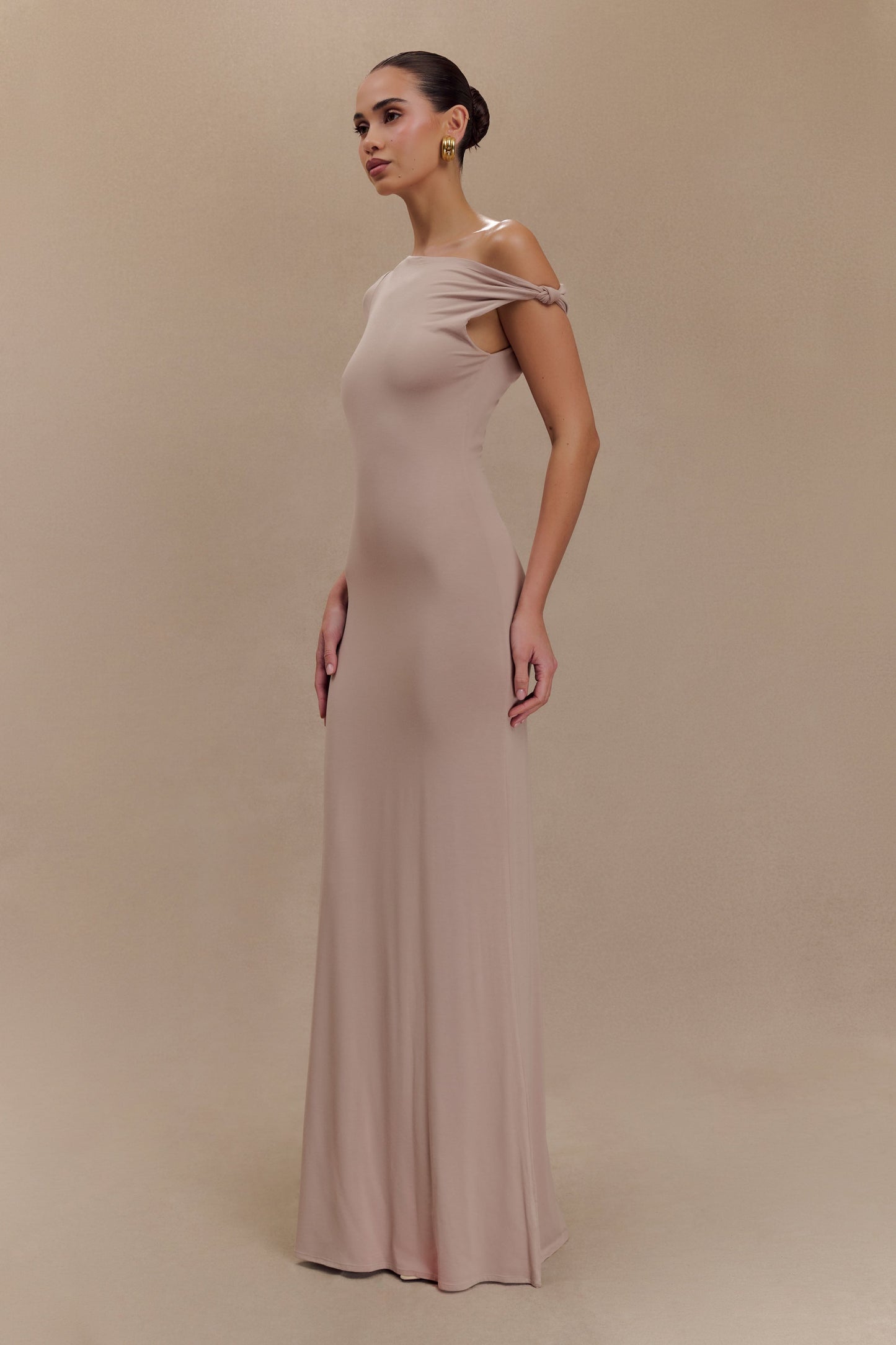 Robe Maxi Modal à Manches Courtes Tamsin - Couleur Champignon