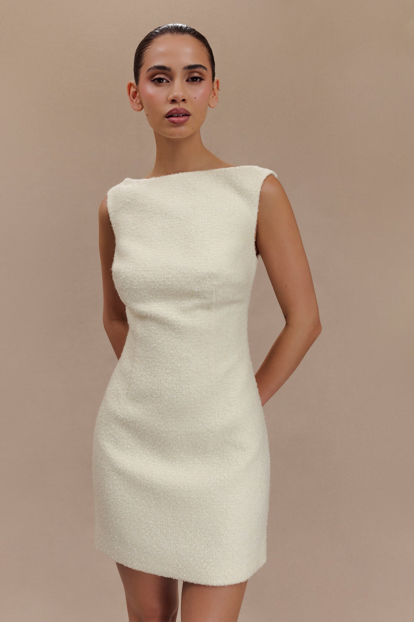 Mini-robe en bouclette texturée Angela - Ivoire