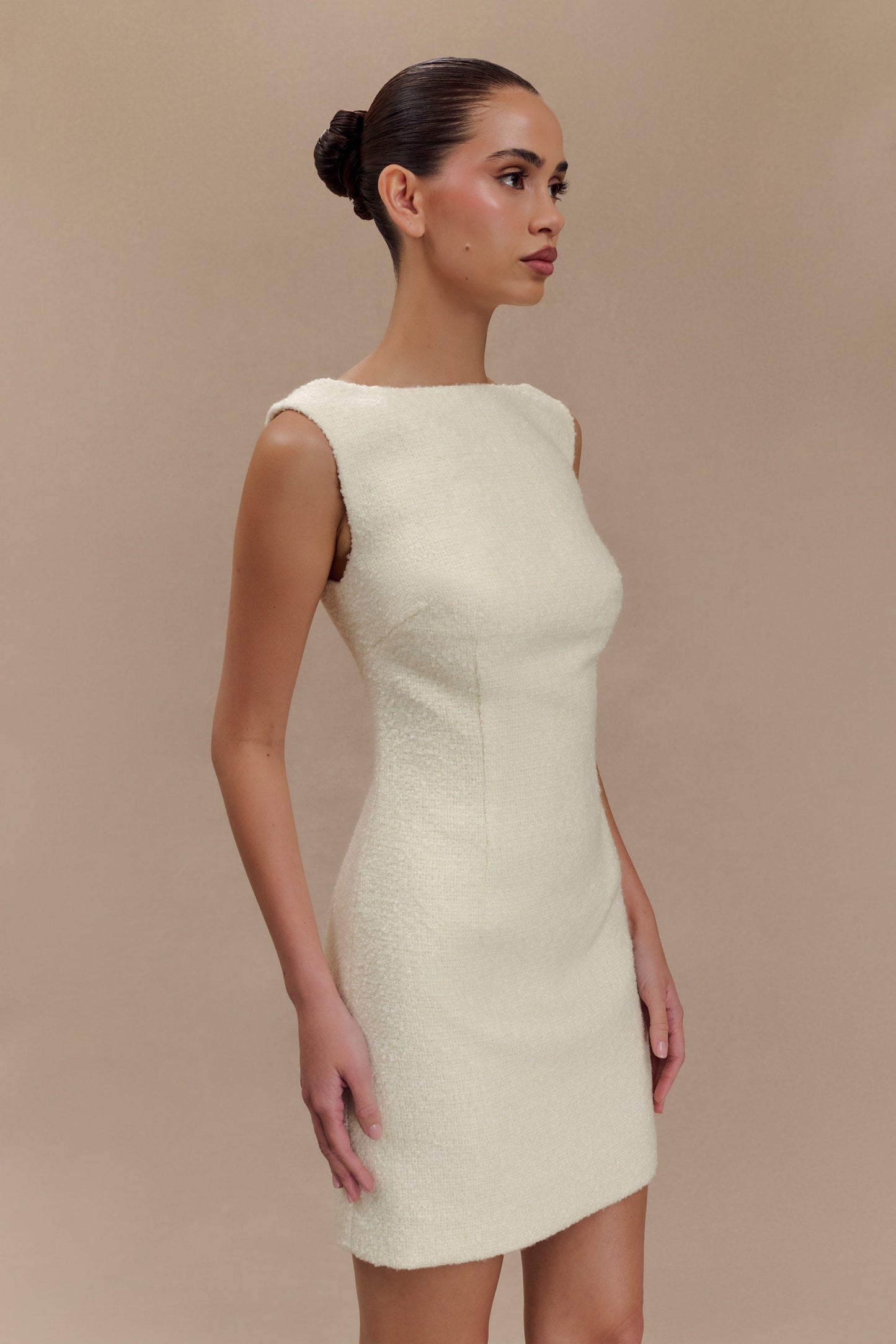 Mini-robe en bouclette texturée Angela - Ivoire
